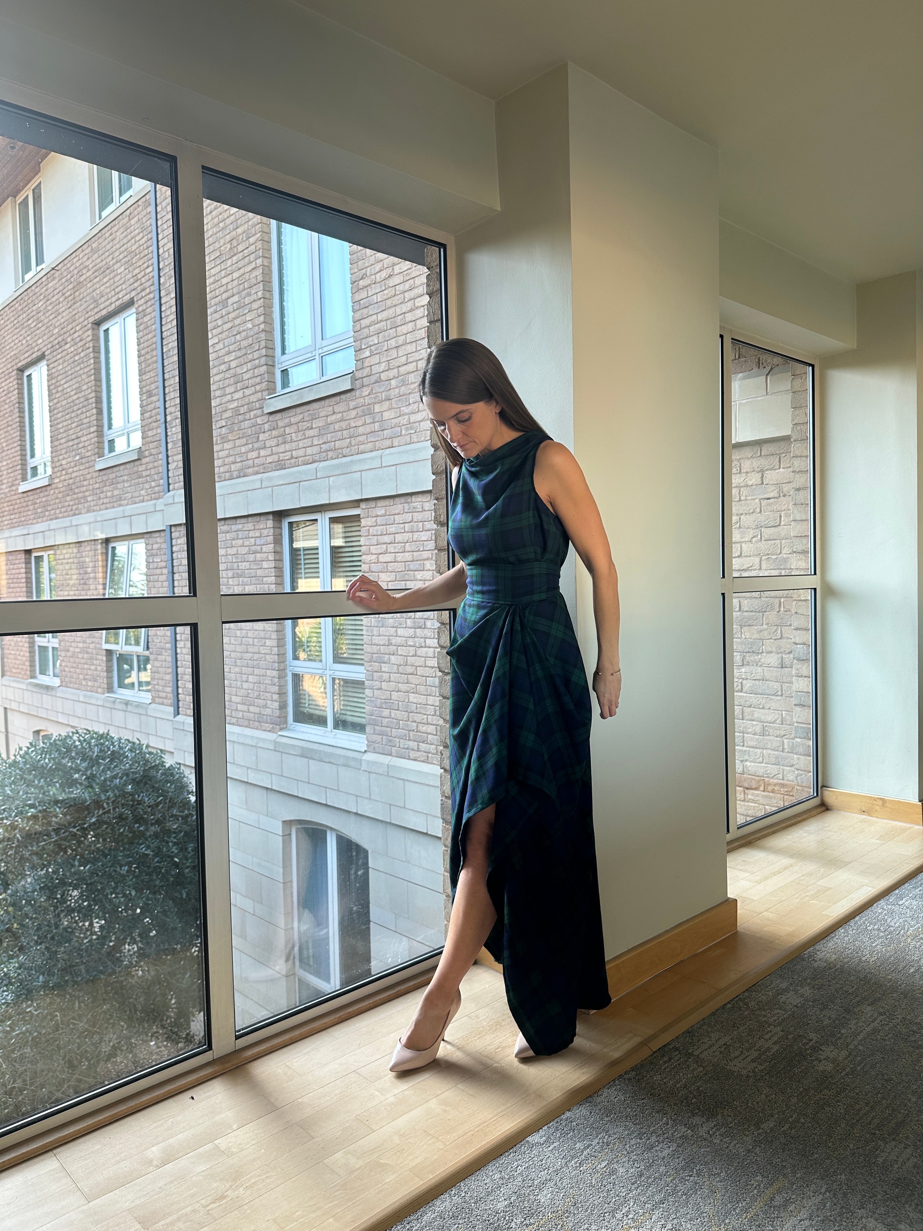 Navy And Green Tartan Ivy Dress