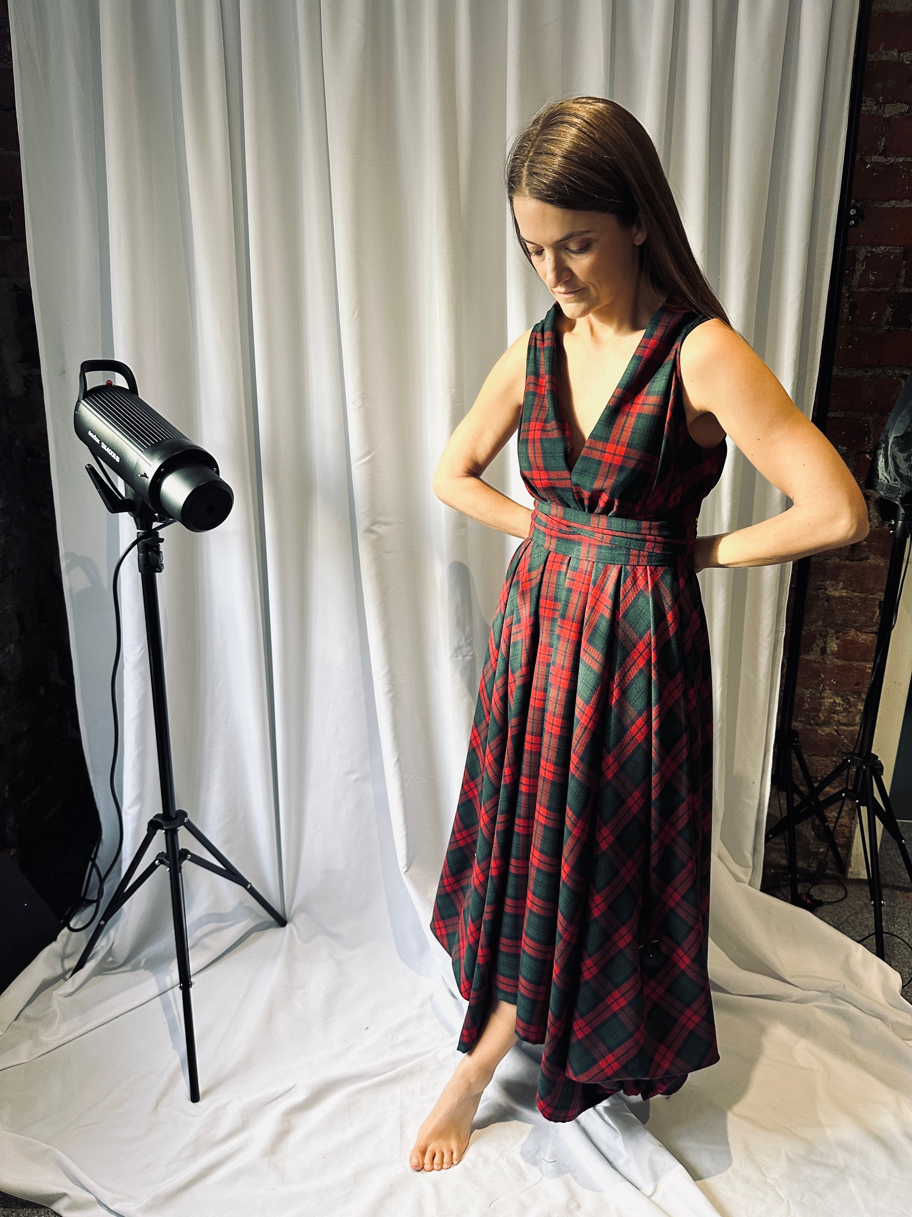 Red & Green Tartan Darcy Dress
