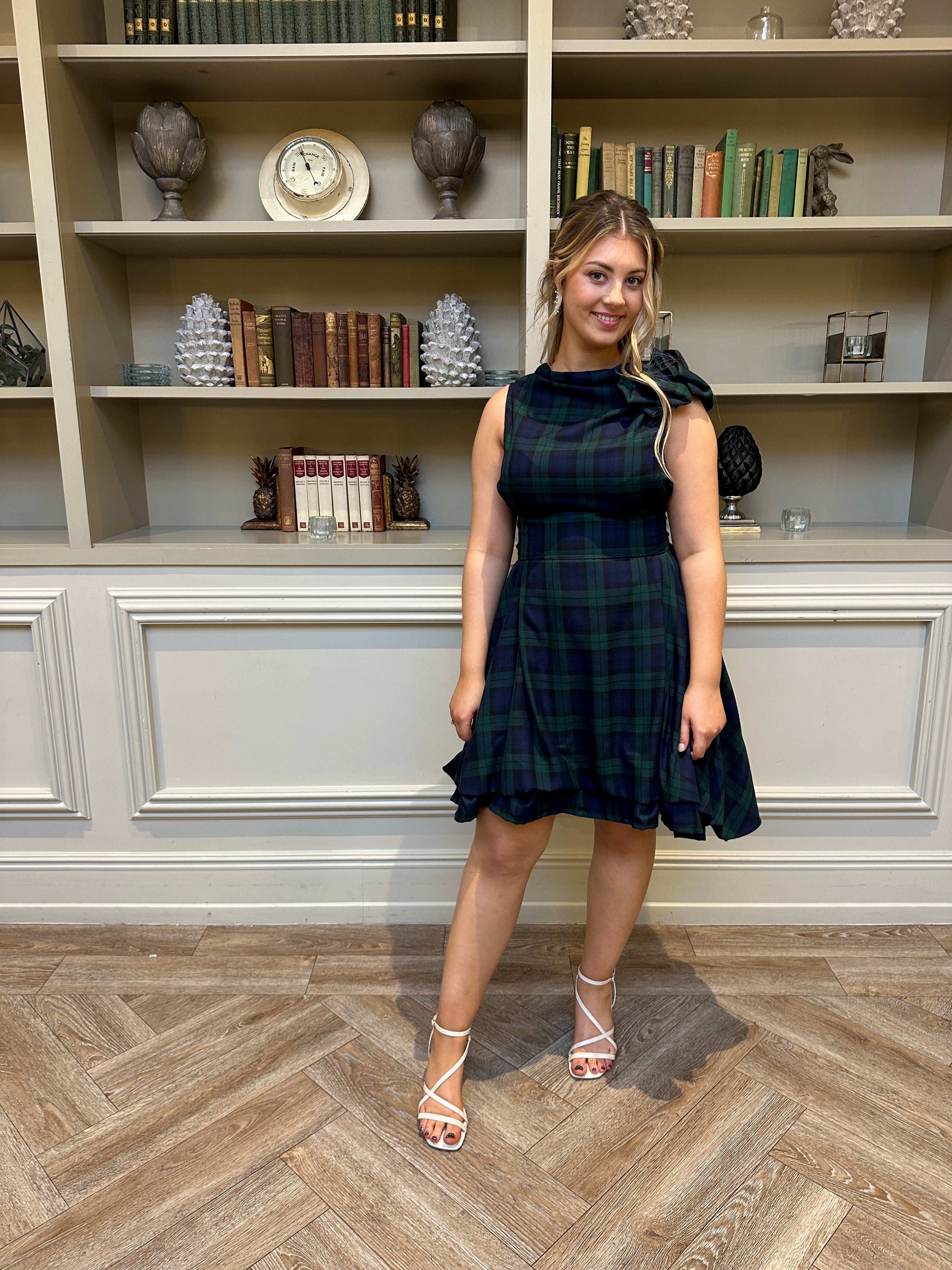 Navy and Green Tartan Mia Dress