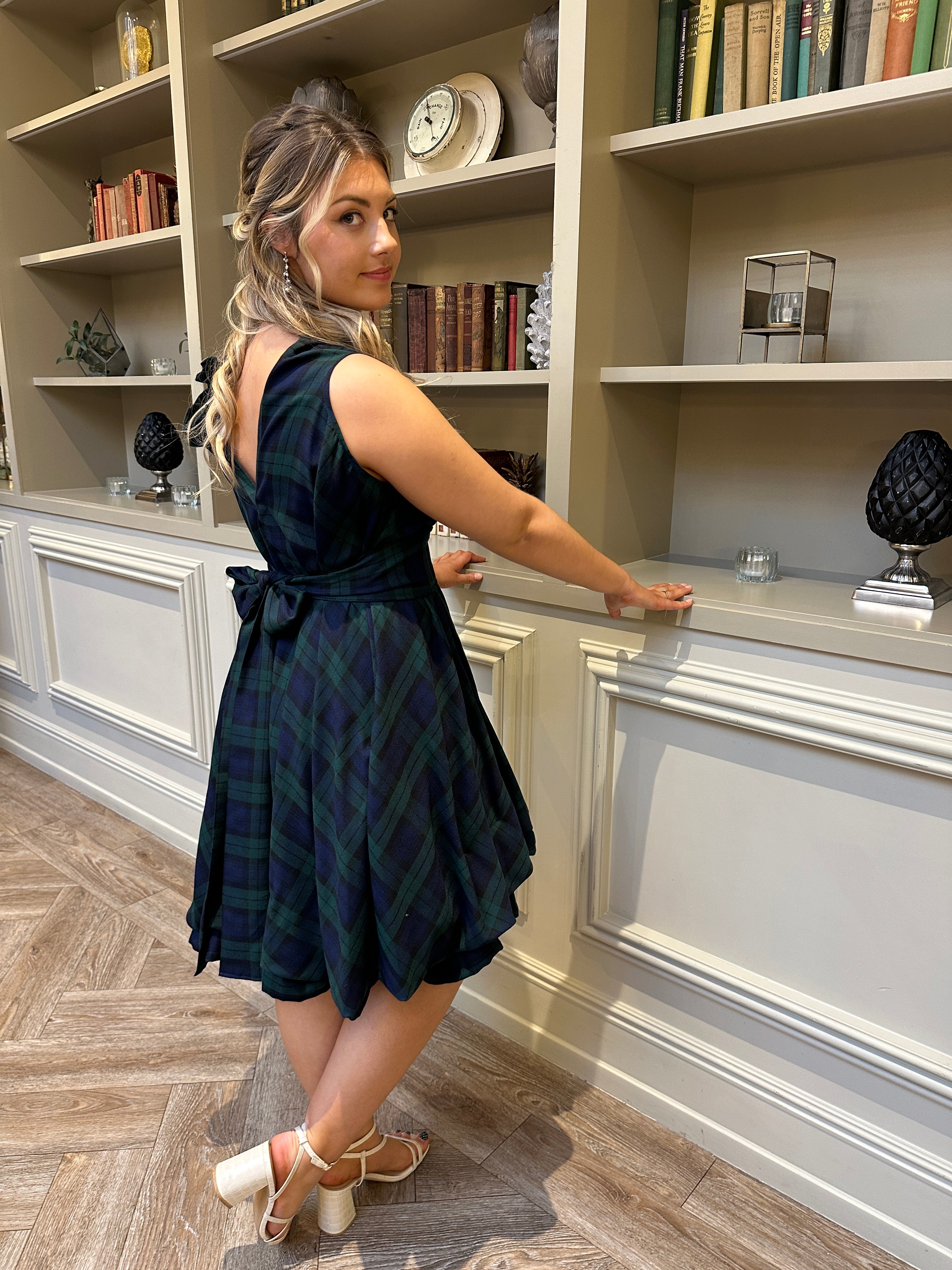 Navy and Green Tartan Mia Dress