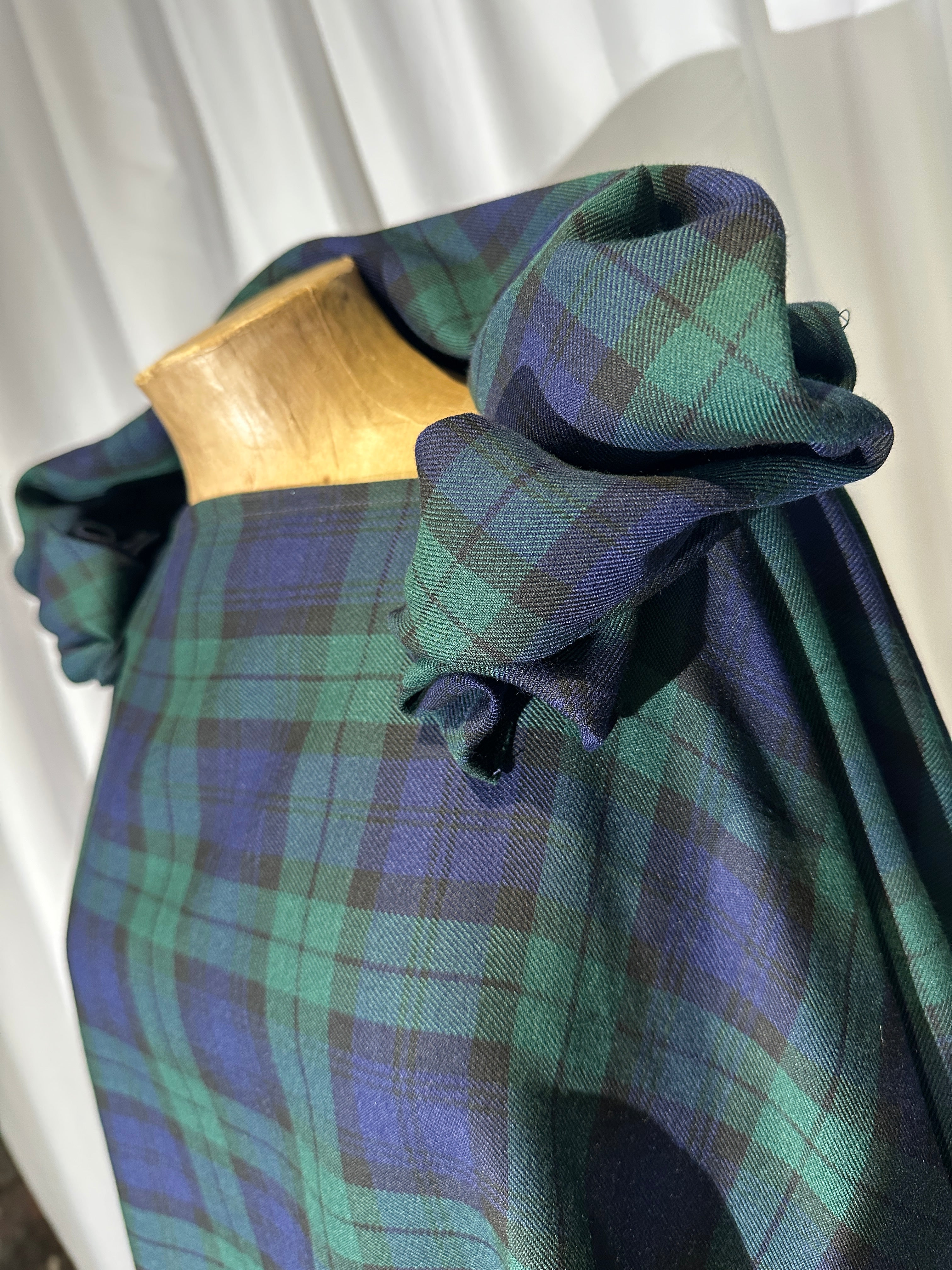 Navy & Green Tartan Wolf Cape.