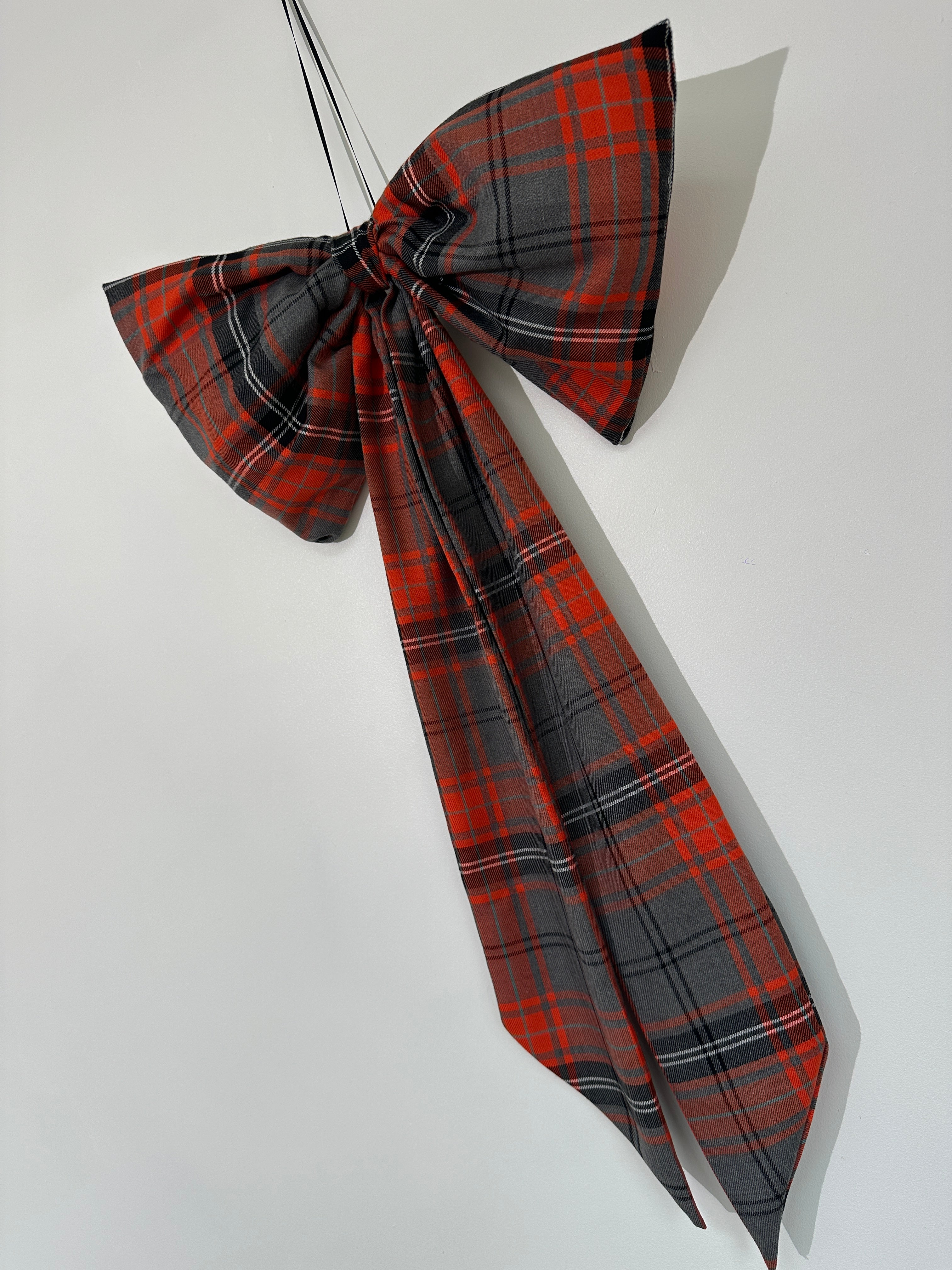 Orange and grey Tartan Bow.