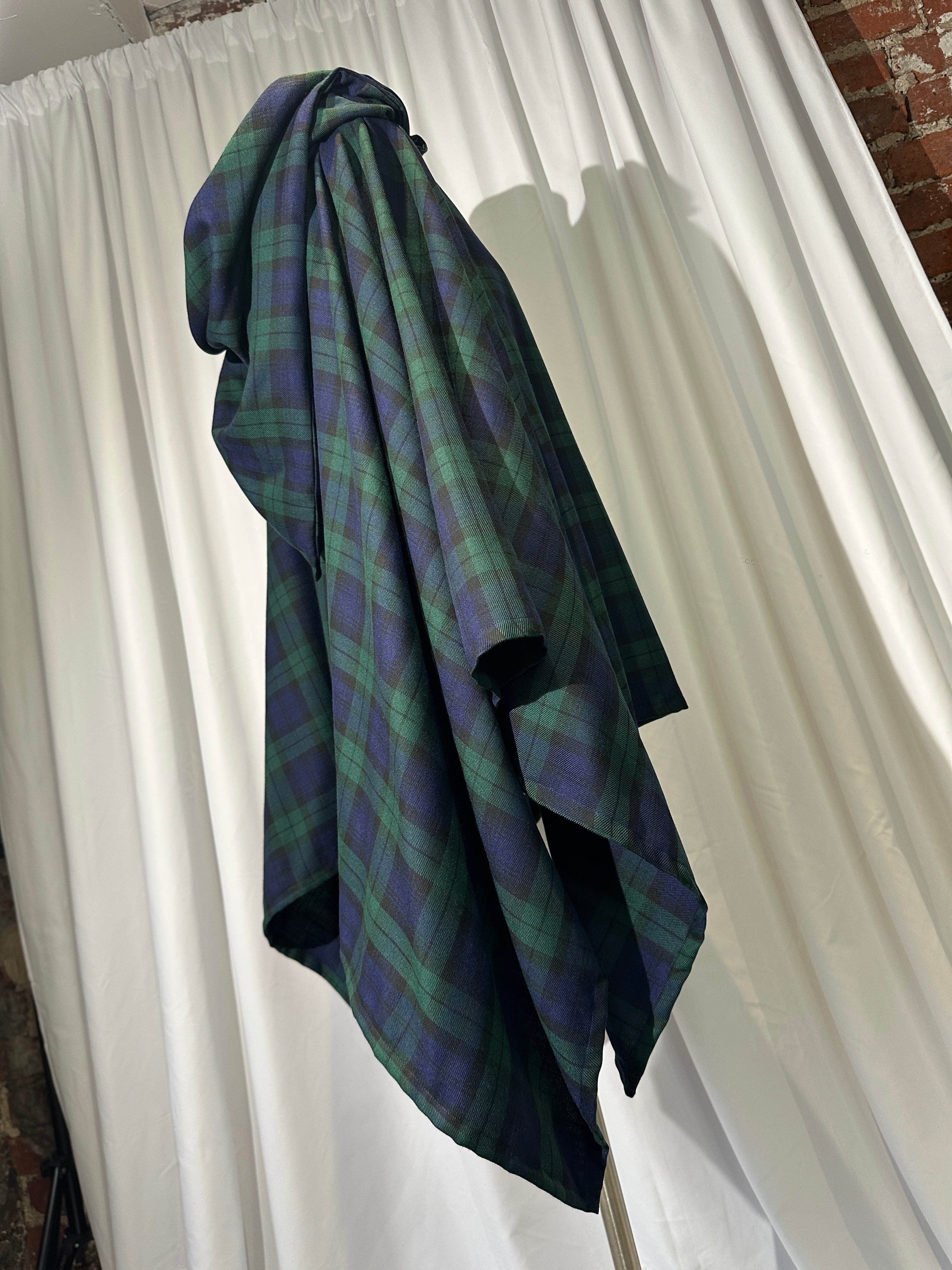 Navy & Green Tartan Wolf Cape.