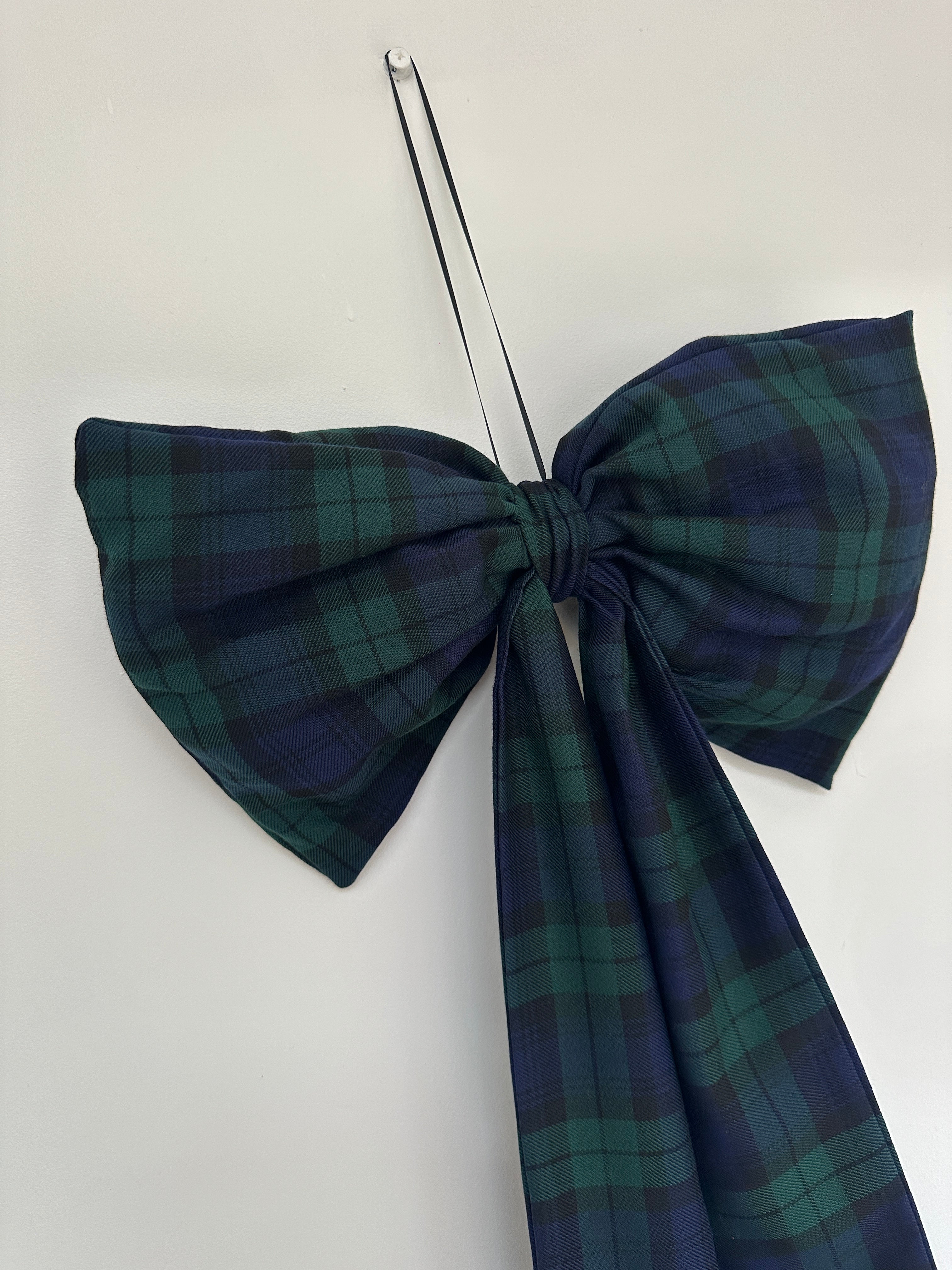 Navy & Green Tartan Bow