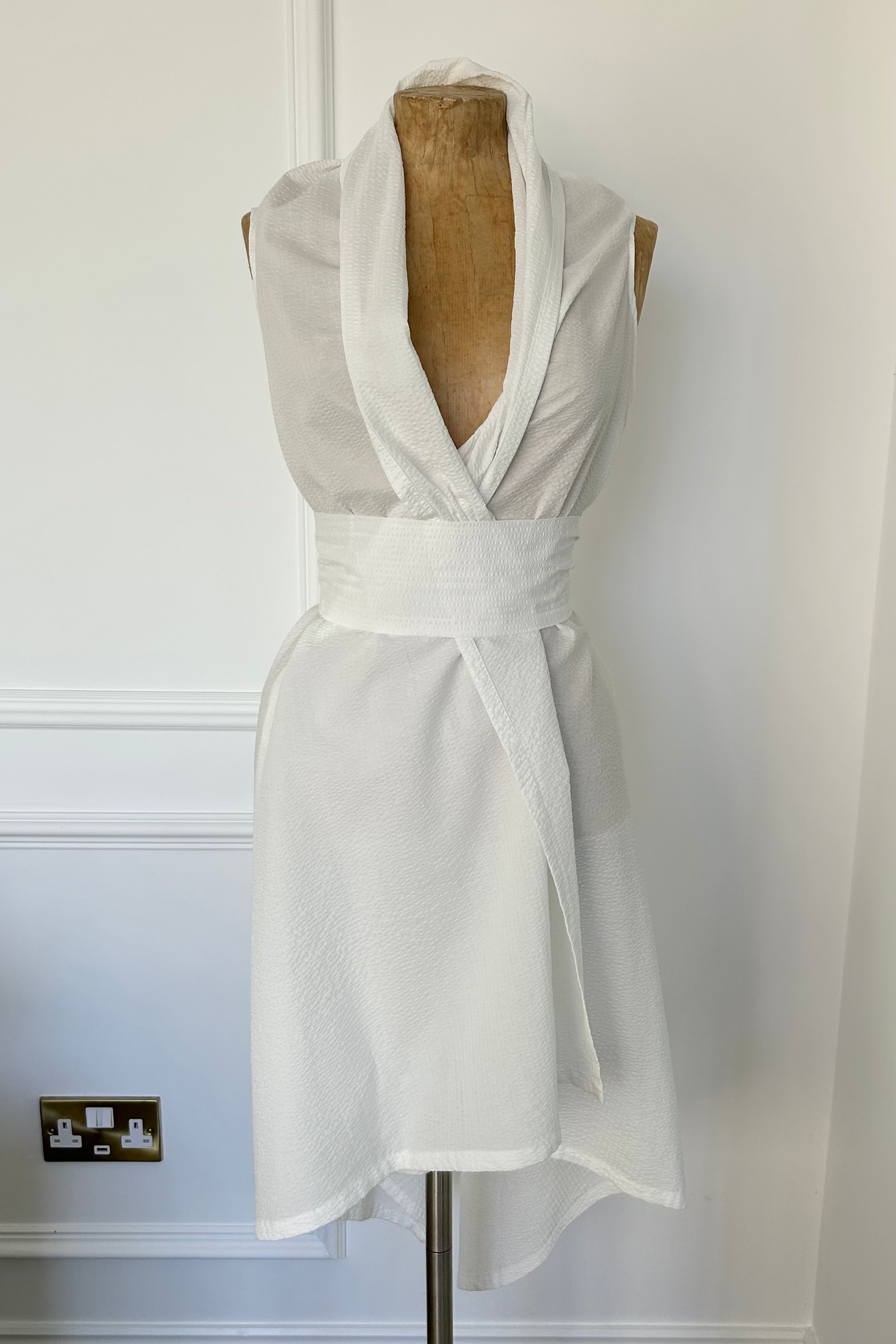 White cotton Waterfall Waistcoat
