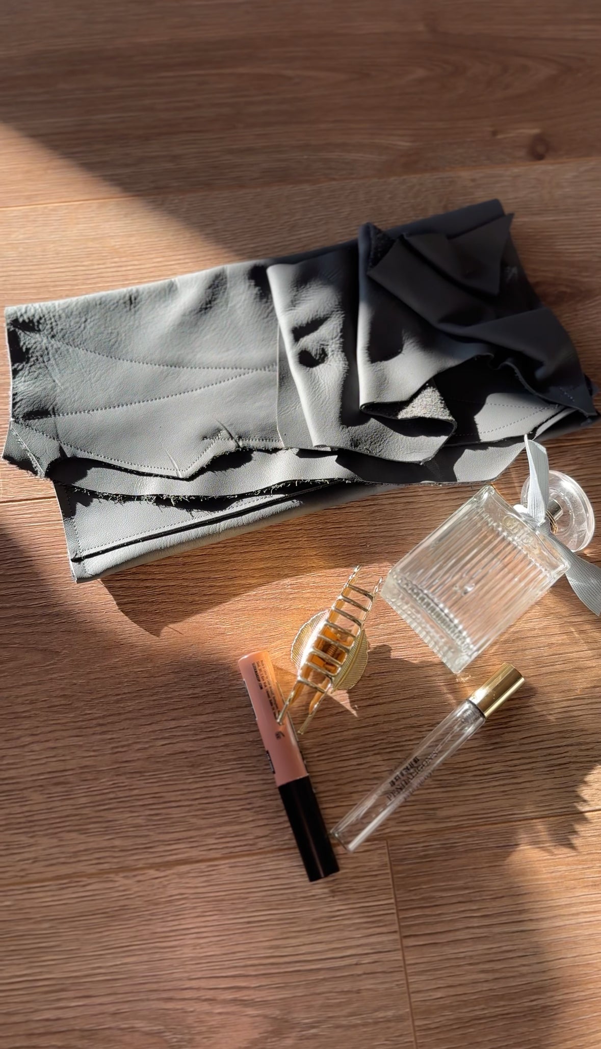 Amelia Ruffled Leather Clutch Bag.