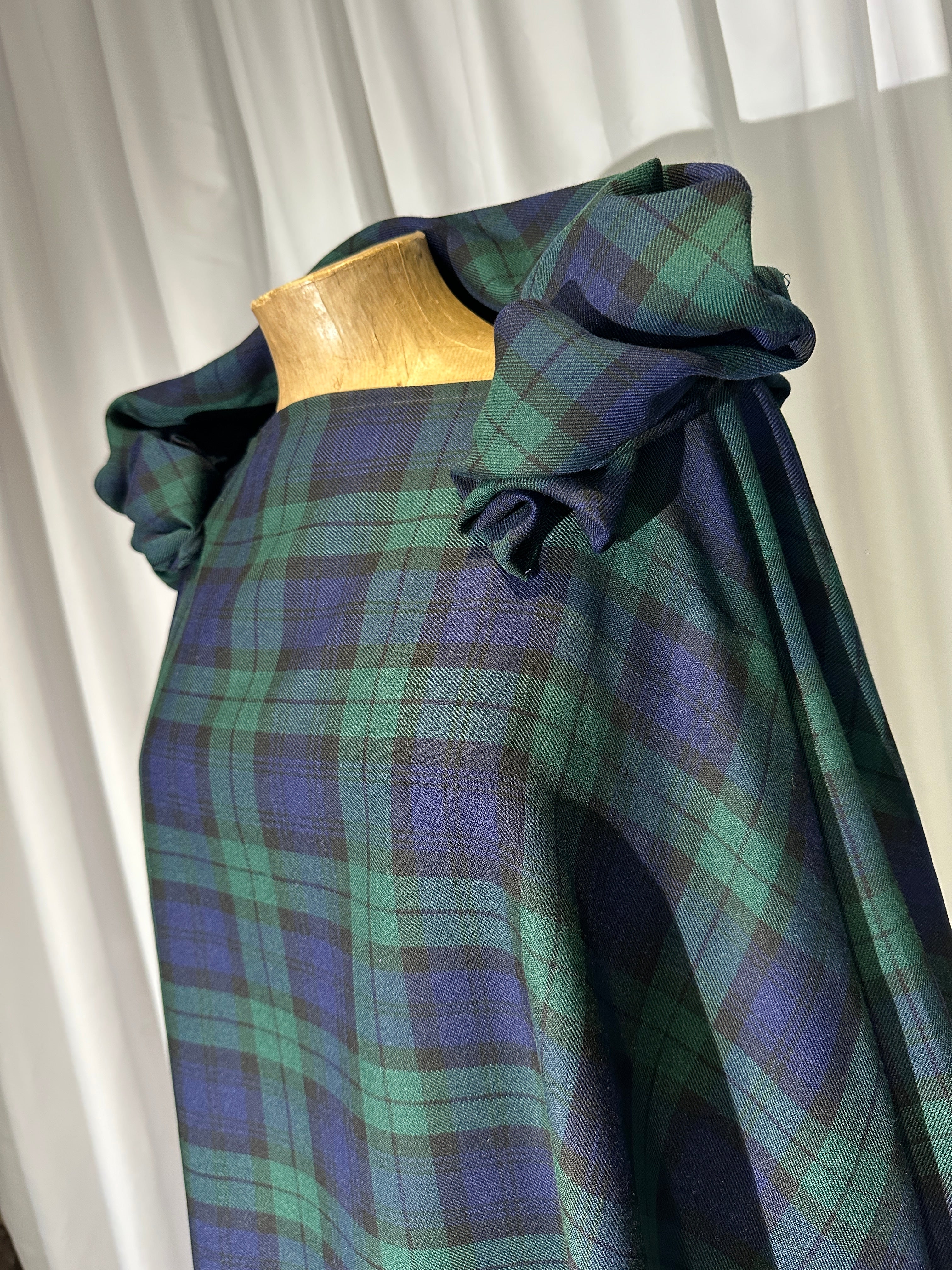 Navy & Green Tartan Wolf Cape.