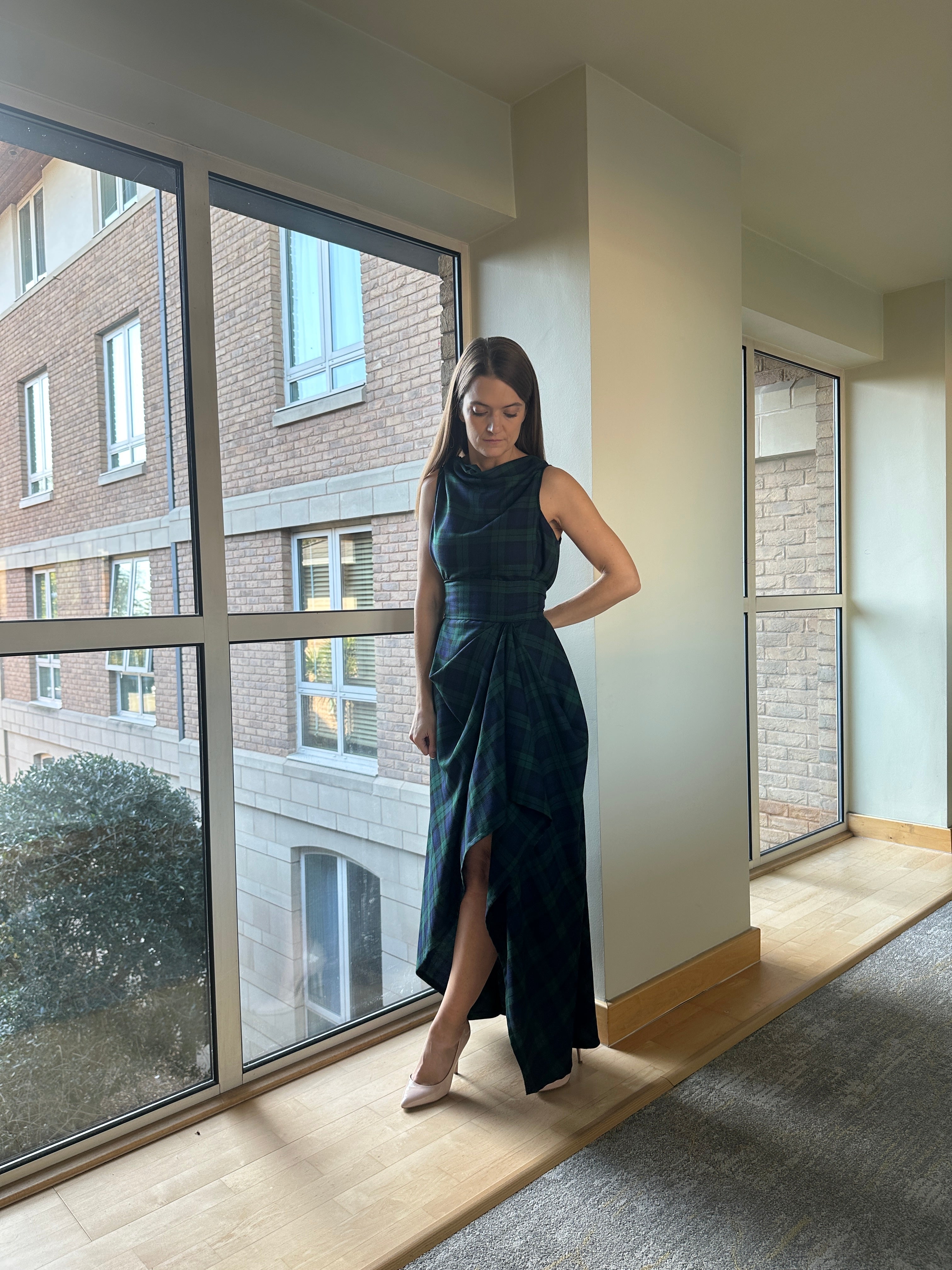 Navy And Green Tartan Ivy Dress