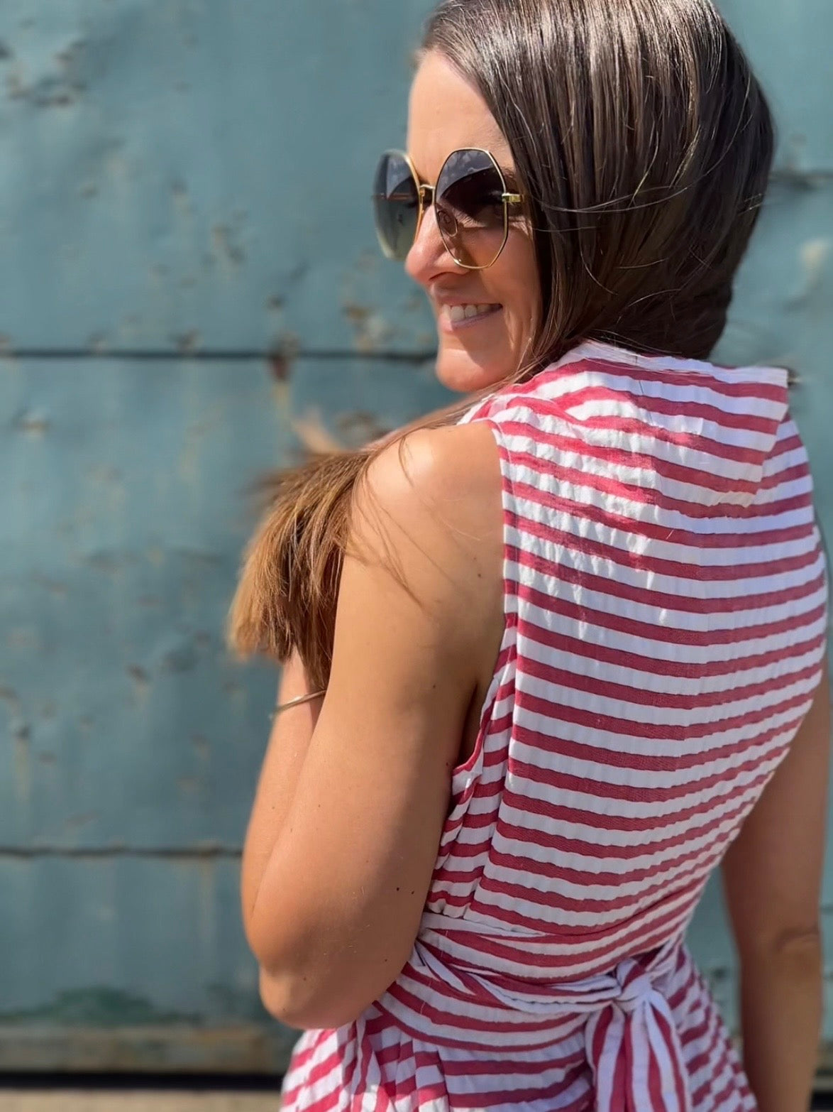 Red & White Striped May Dress.