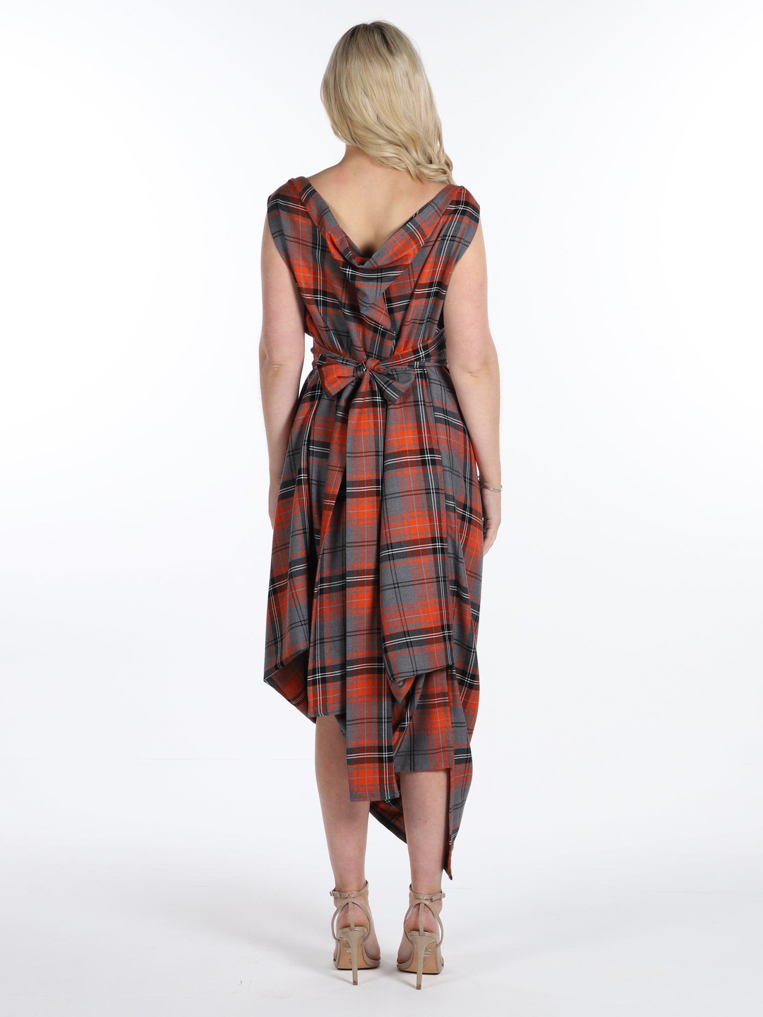 Orange and Grey Tartan Poppy Dress