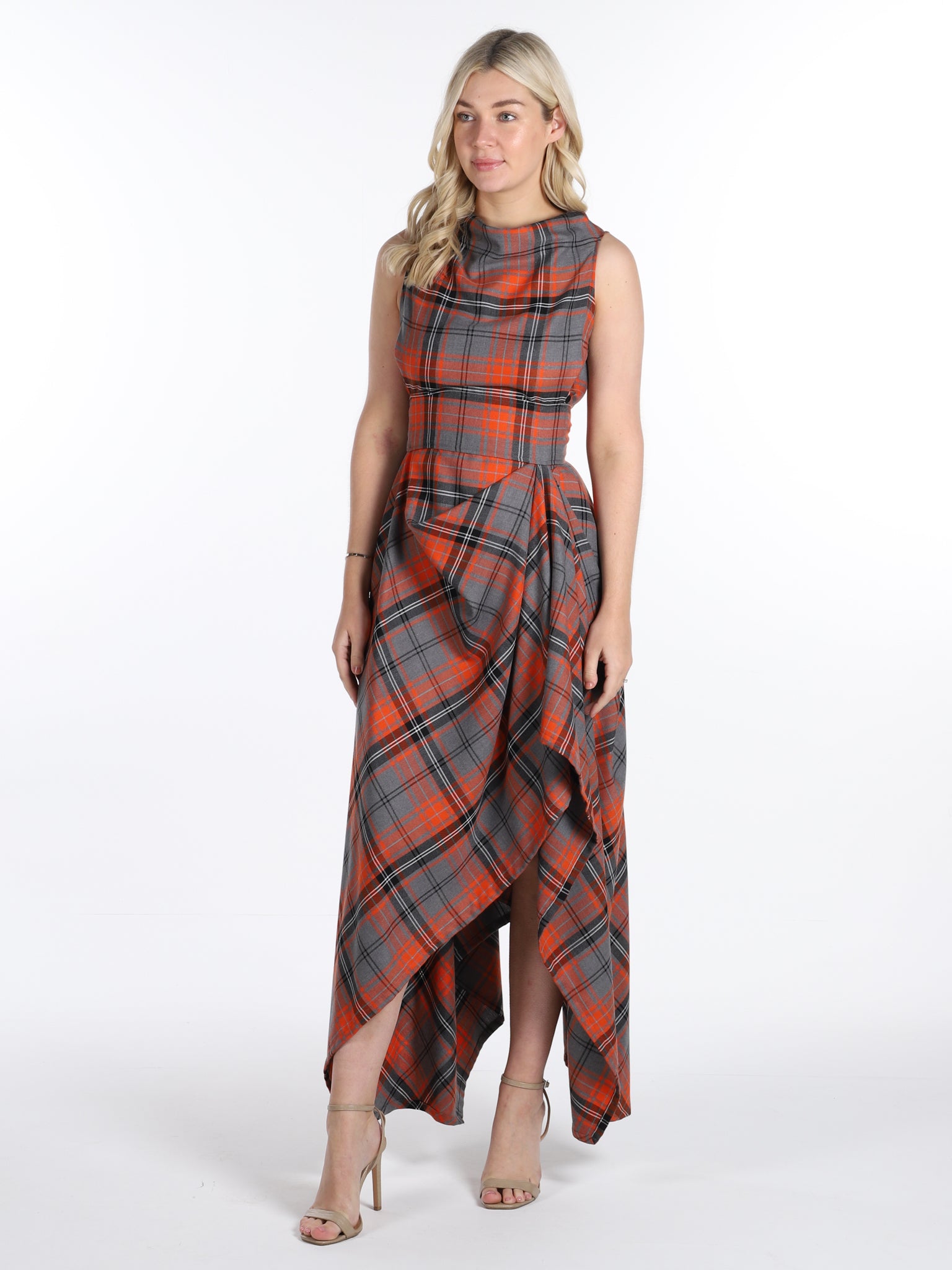 Orange and Grey Tartan Ivy Dress