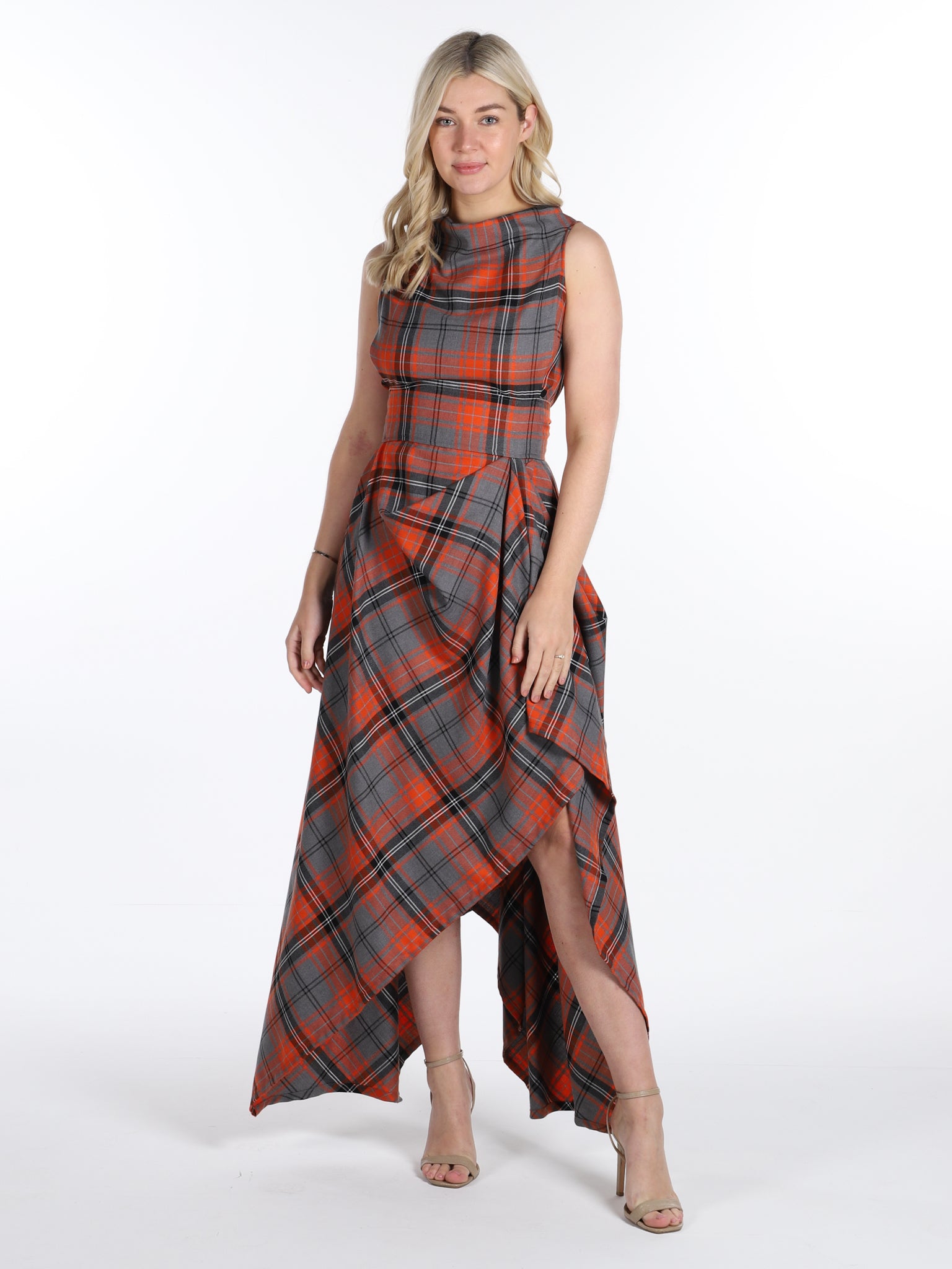 Orange and Grey Tartan Ivy Dress