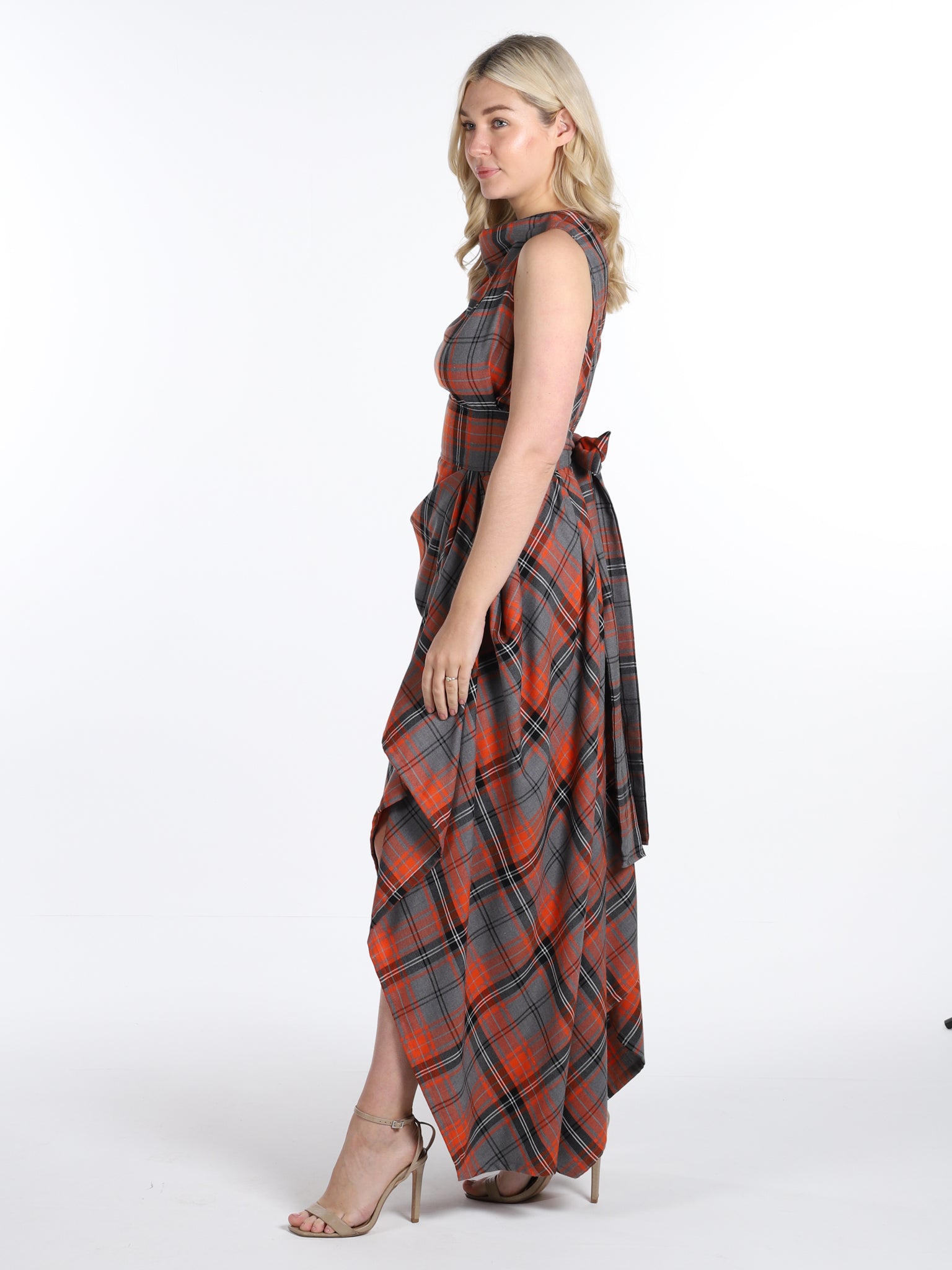 Orange and Grey Tartan Ivy Dress