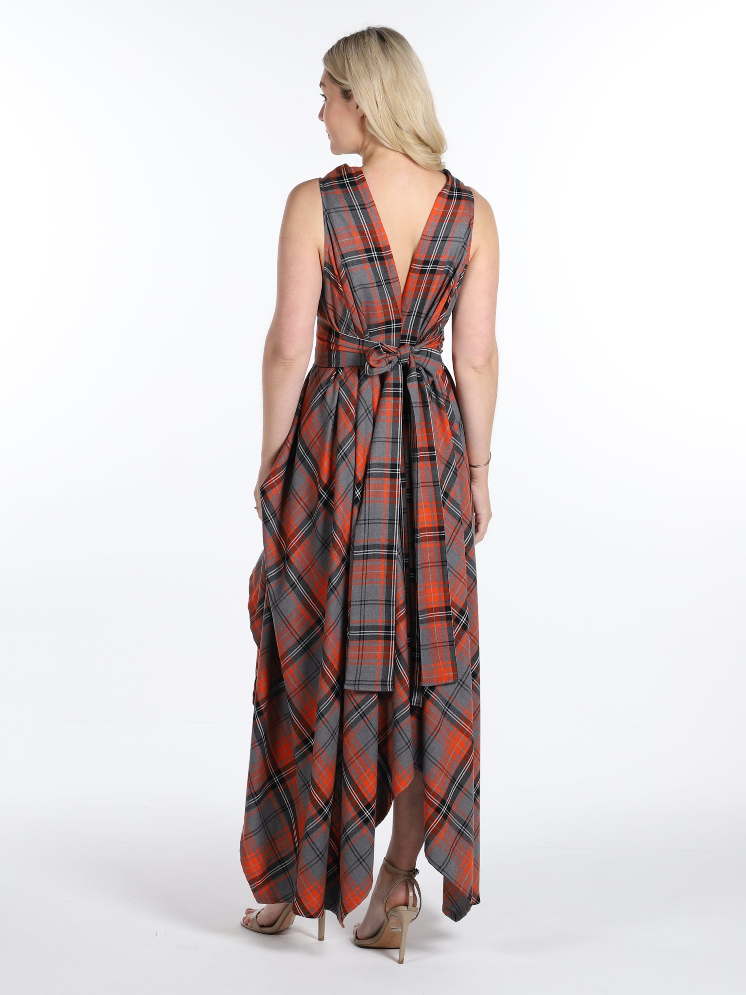 Orange and Grey Tartan Ivy Dress