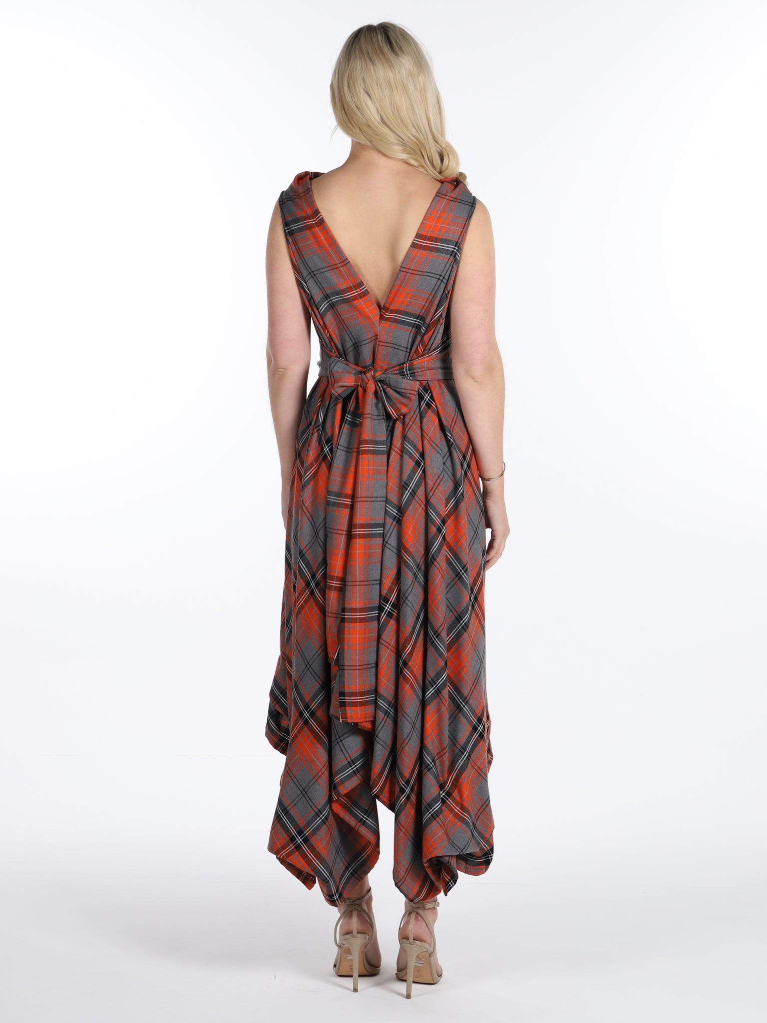 Orange and Grey Tartan Wendy Dress