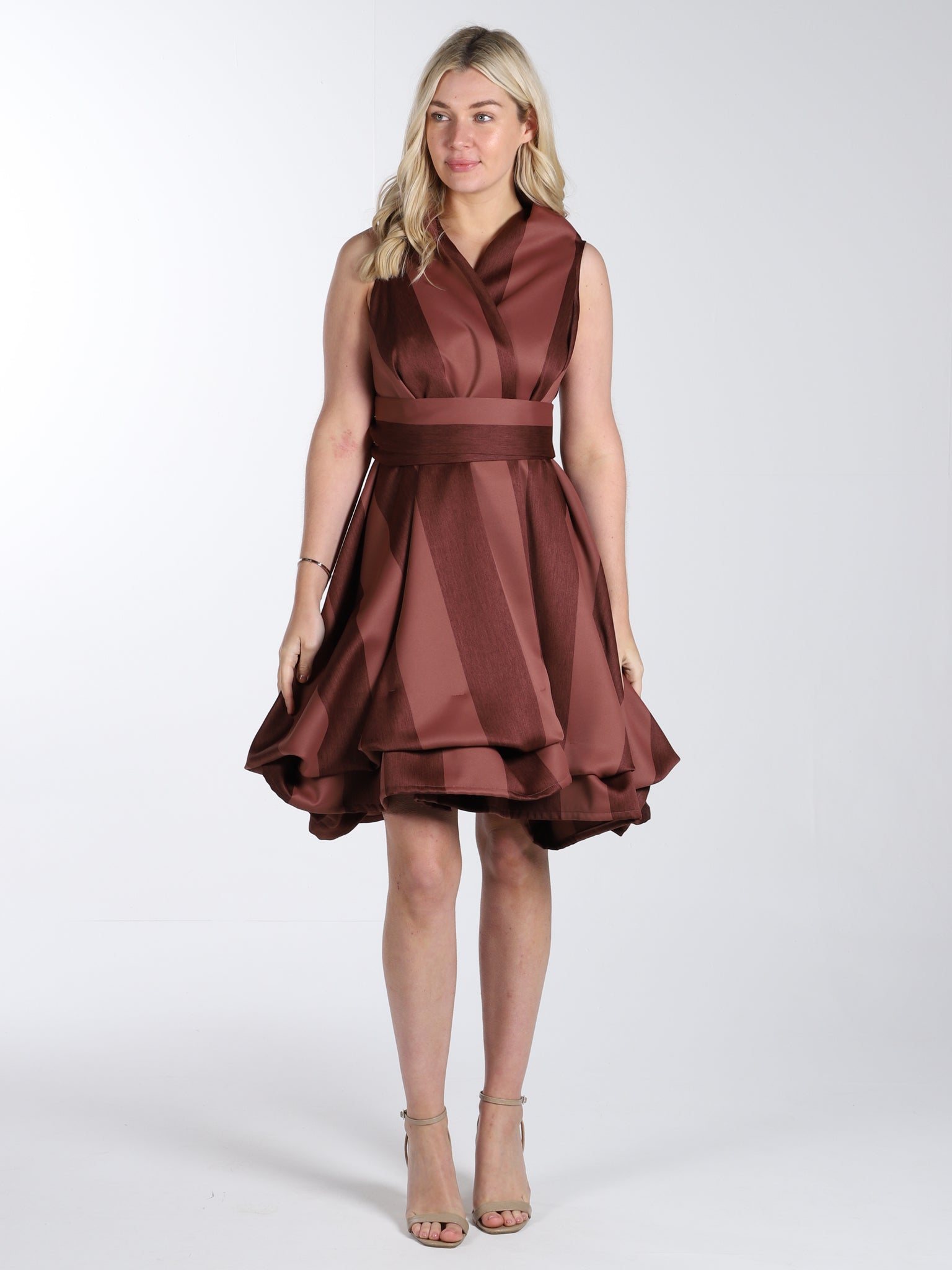 Burgundy Stripe Trench Dress