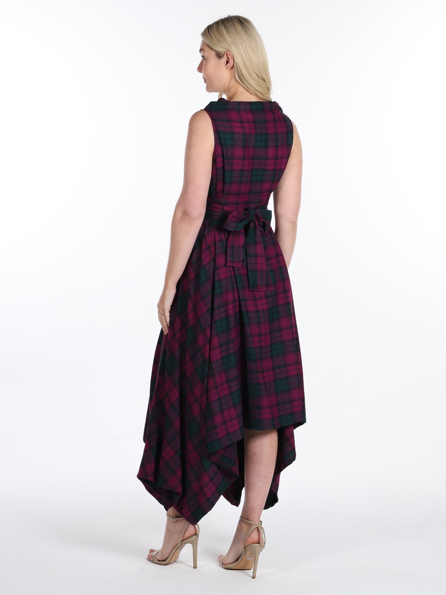 Maroon and Green Tartan Darcy Dress