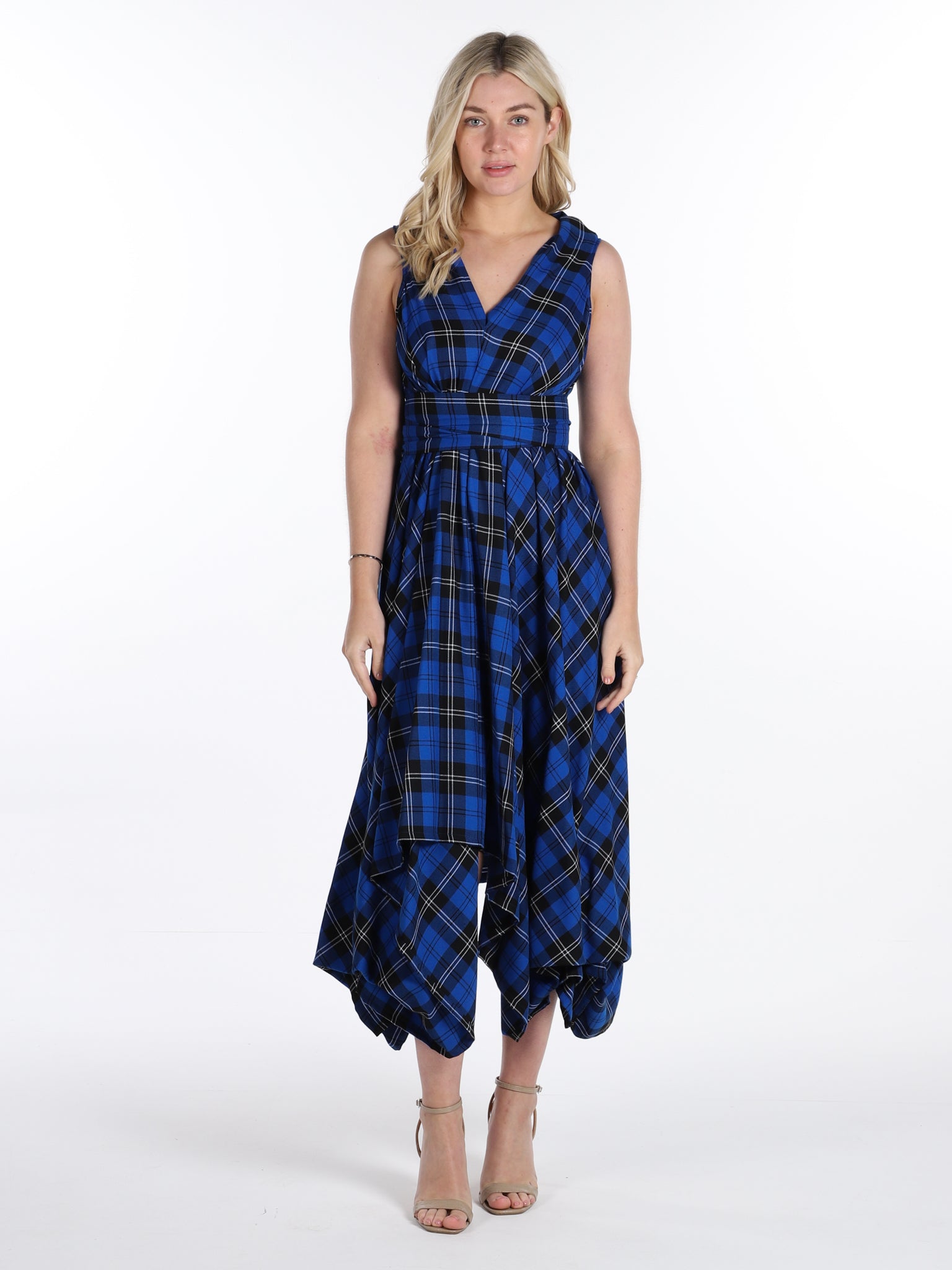 Royal Blue Tartan Darcy Dress