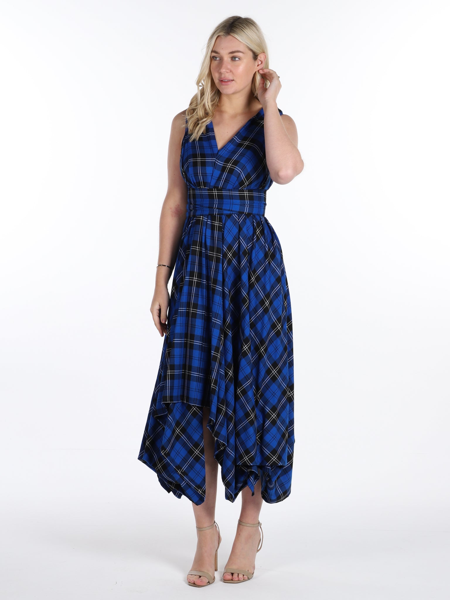 Royal Blue Tartan Darcy Dress