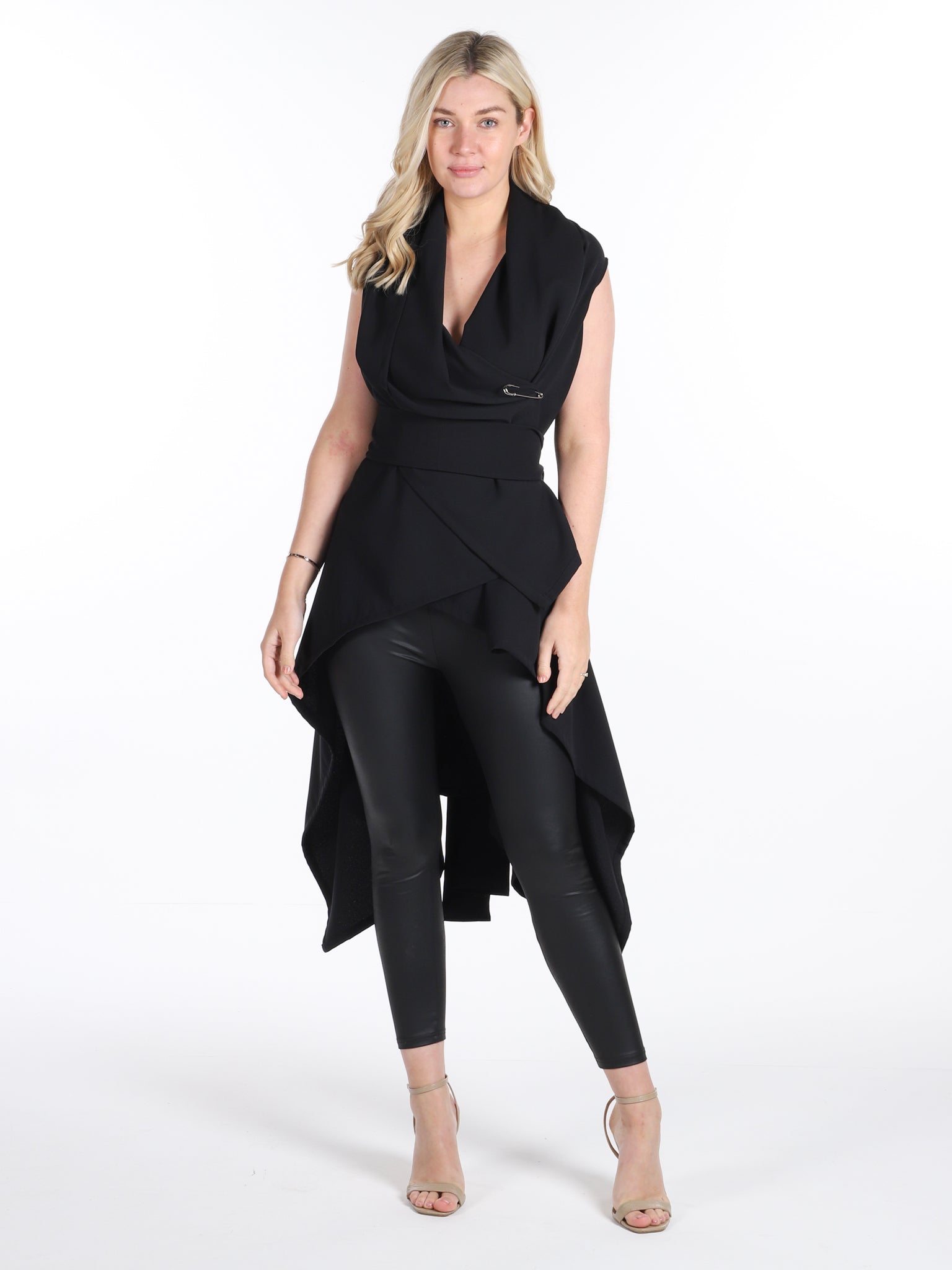 Black Drape Waterfall Waistcoat