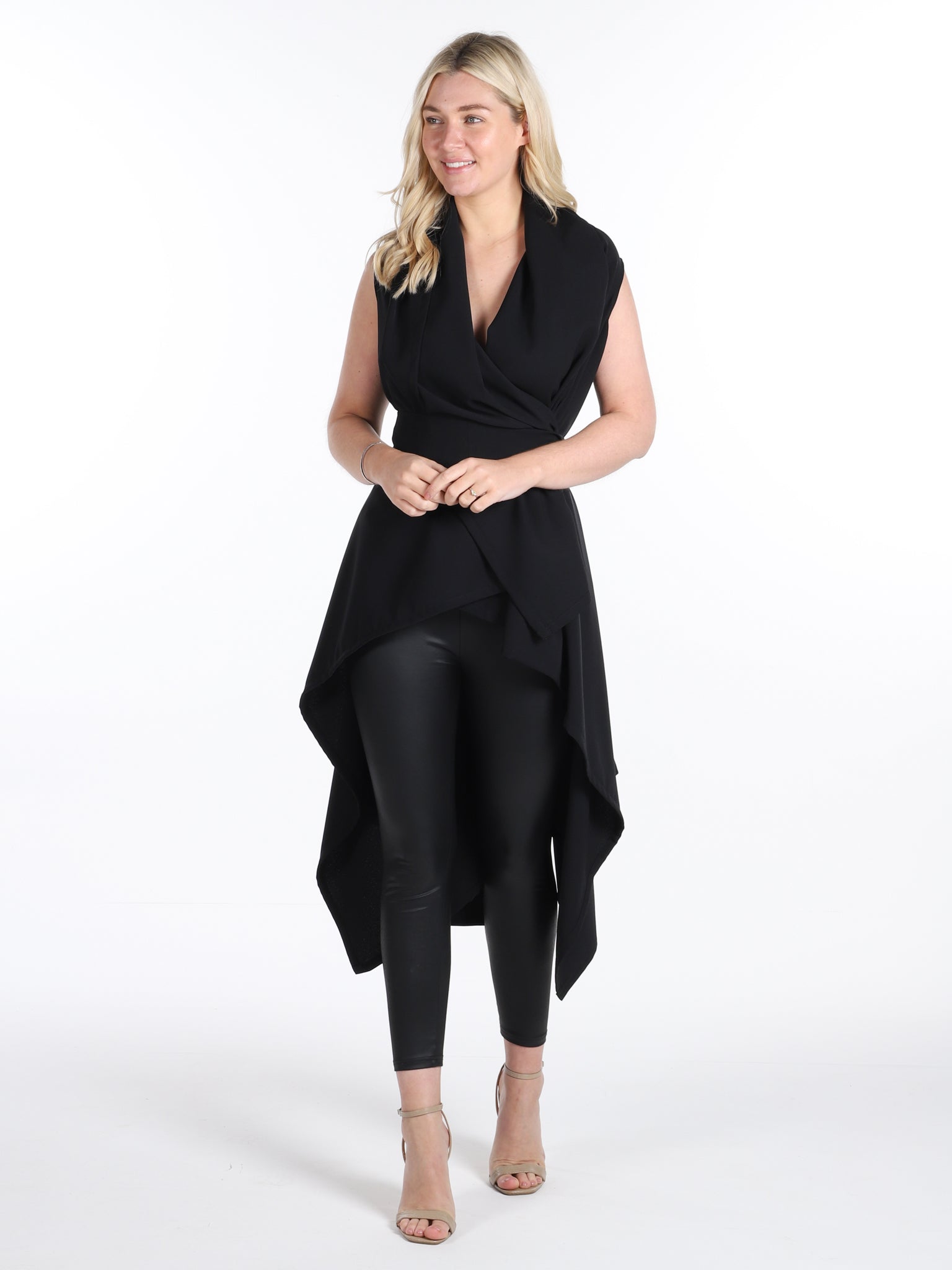 Black Drape Waterfall Waistcoat