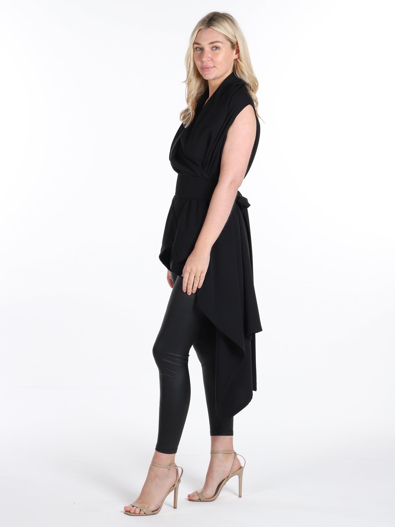 Black Drape Waterfall Waistcoat