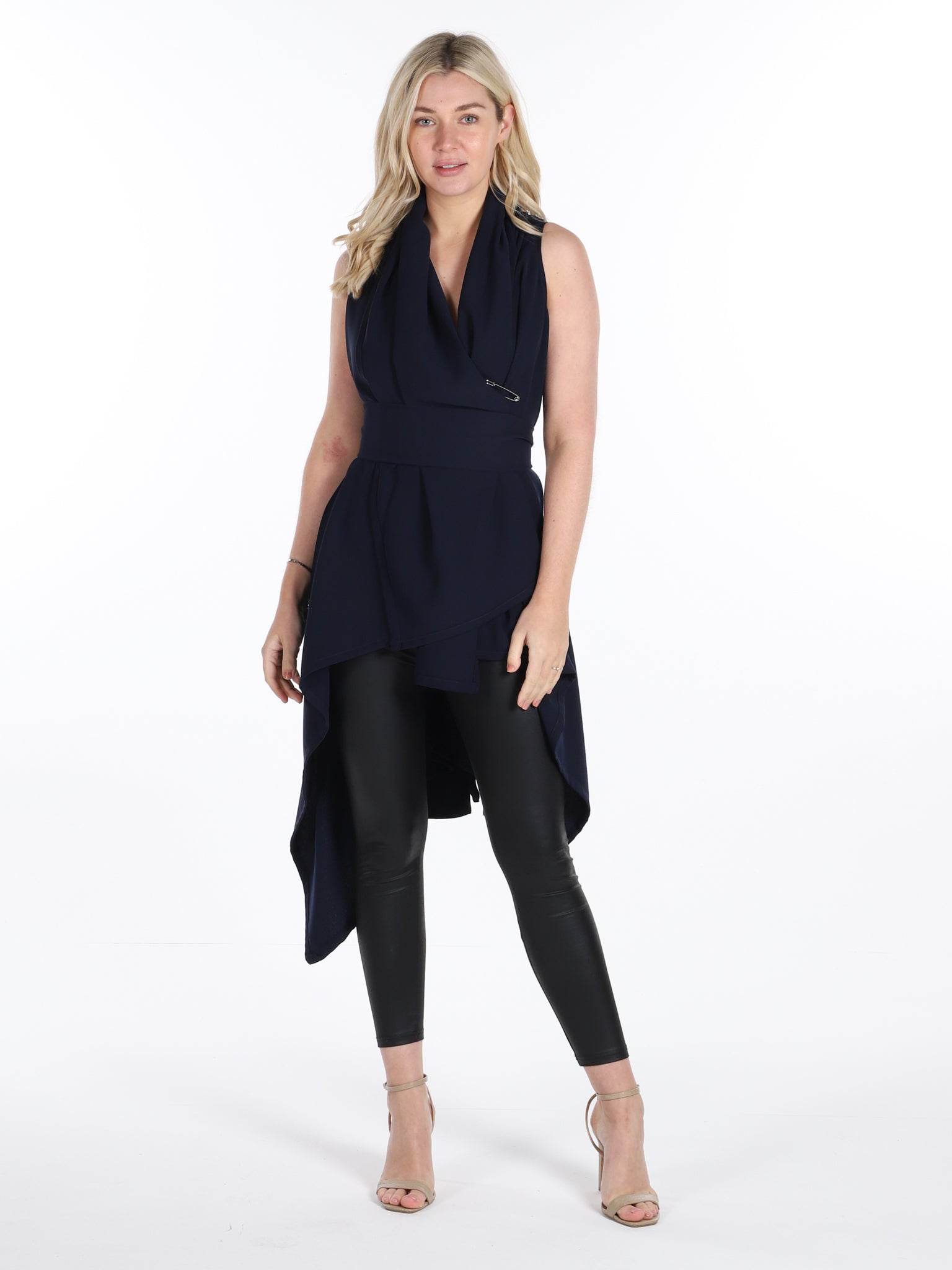 Navy Drape Waterfall Waistcoat