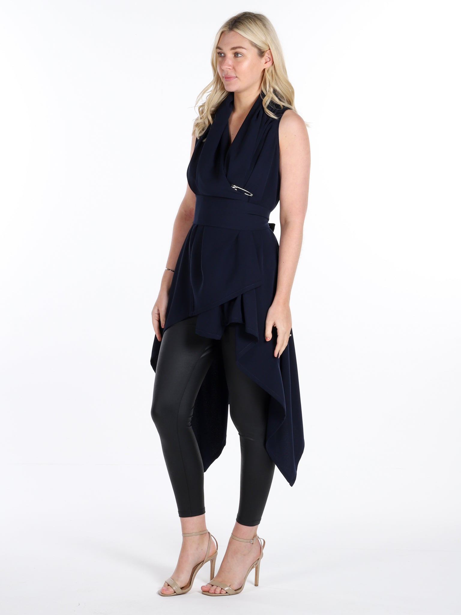 Navy Drape Waterfall Waistcoat