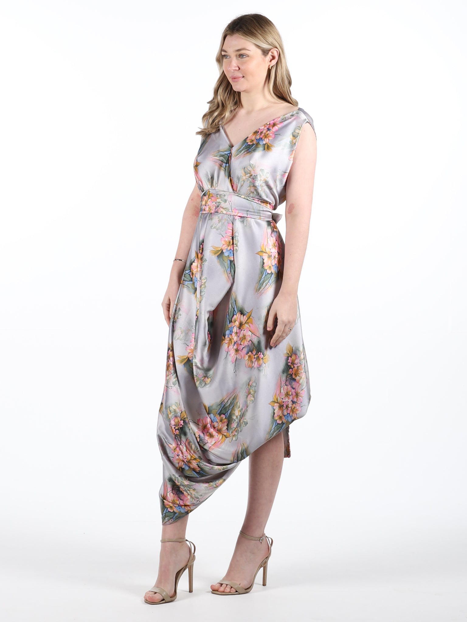 Grey Olivia Floral Poppy Dress