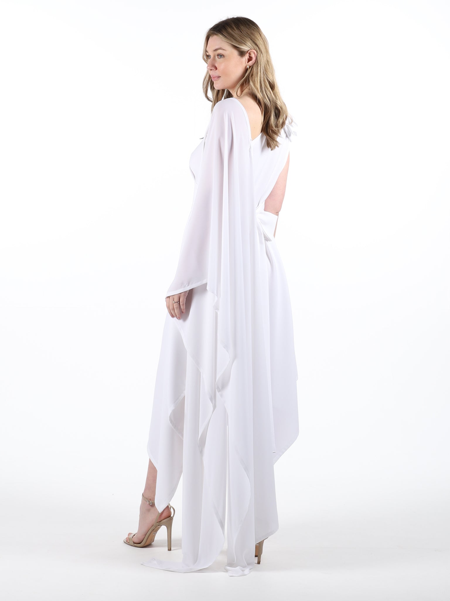 White Belle Dress with Oversized Sleeve