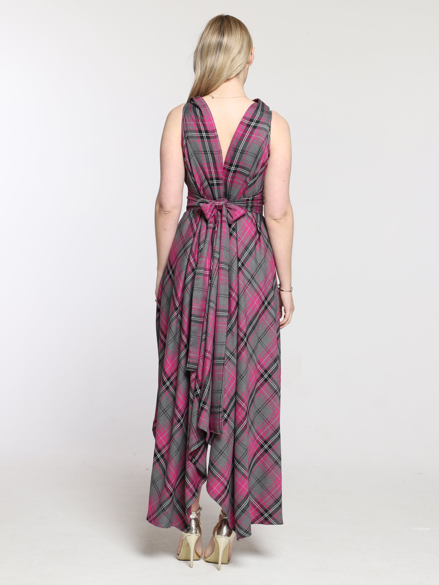 Grey and Pink Tartan Ivy Dress