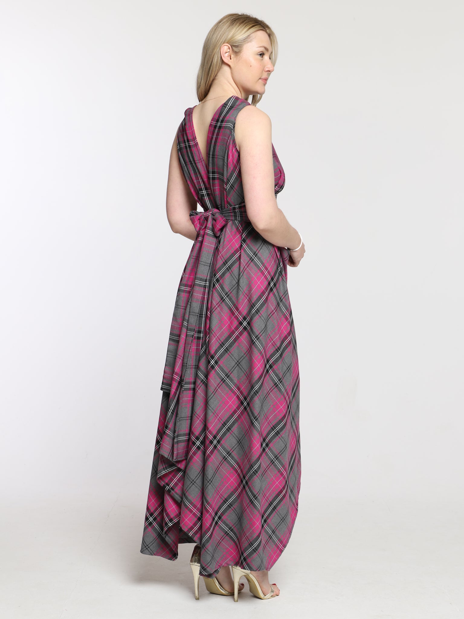 Grey and Pink Tartan Ivy Dress