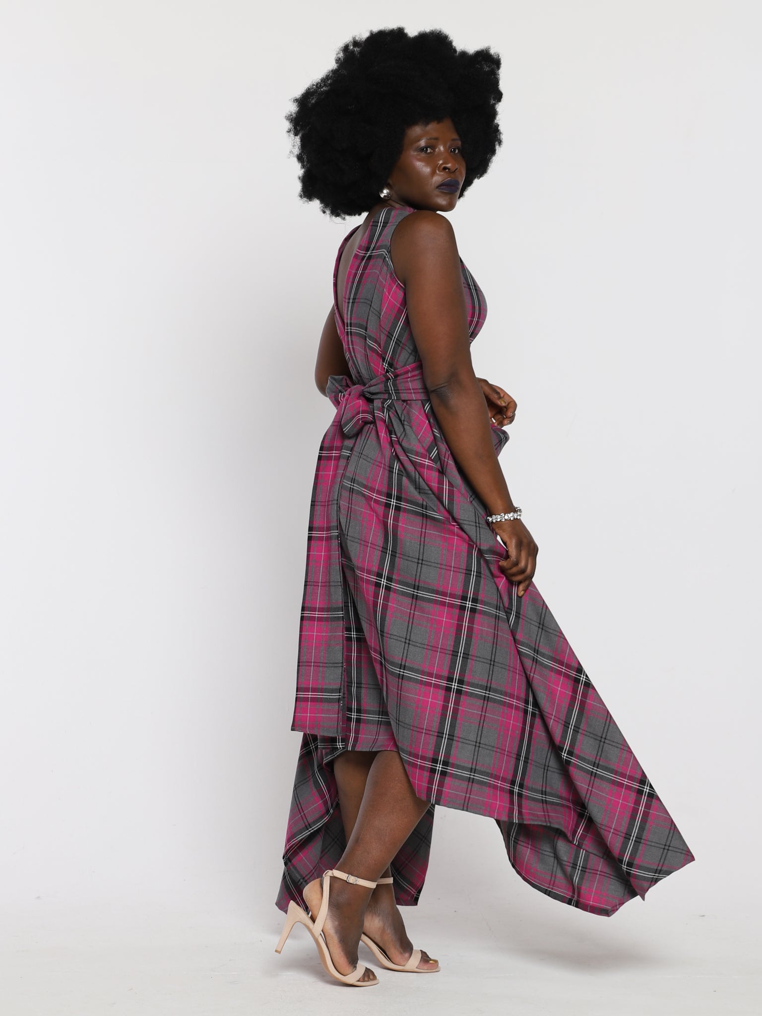 Grey and Pink Tartan Ivy Dress