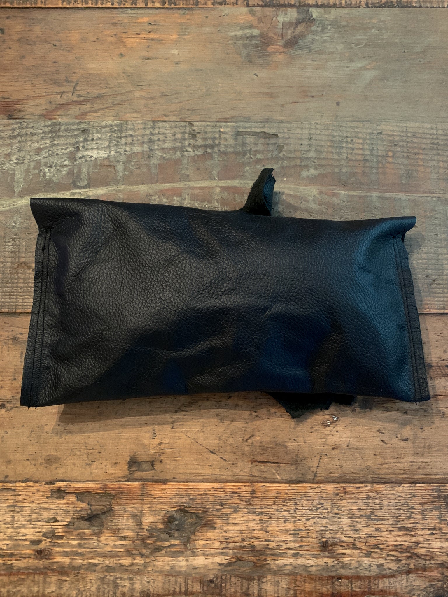 Black Leather Clutch Bag - 25243