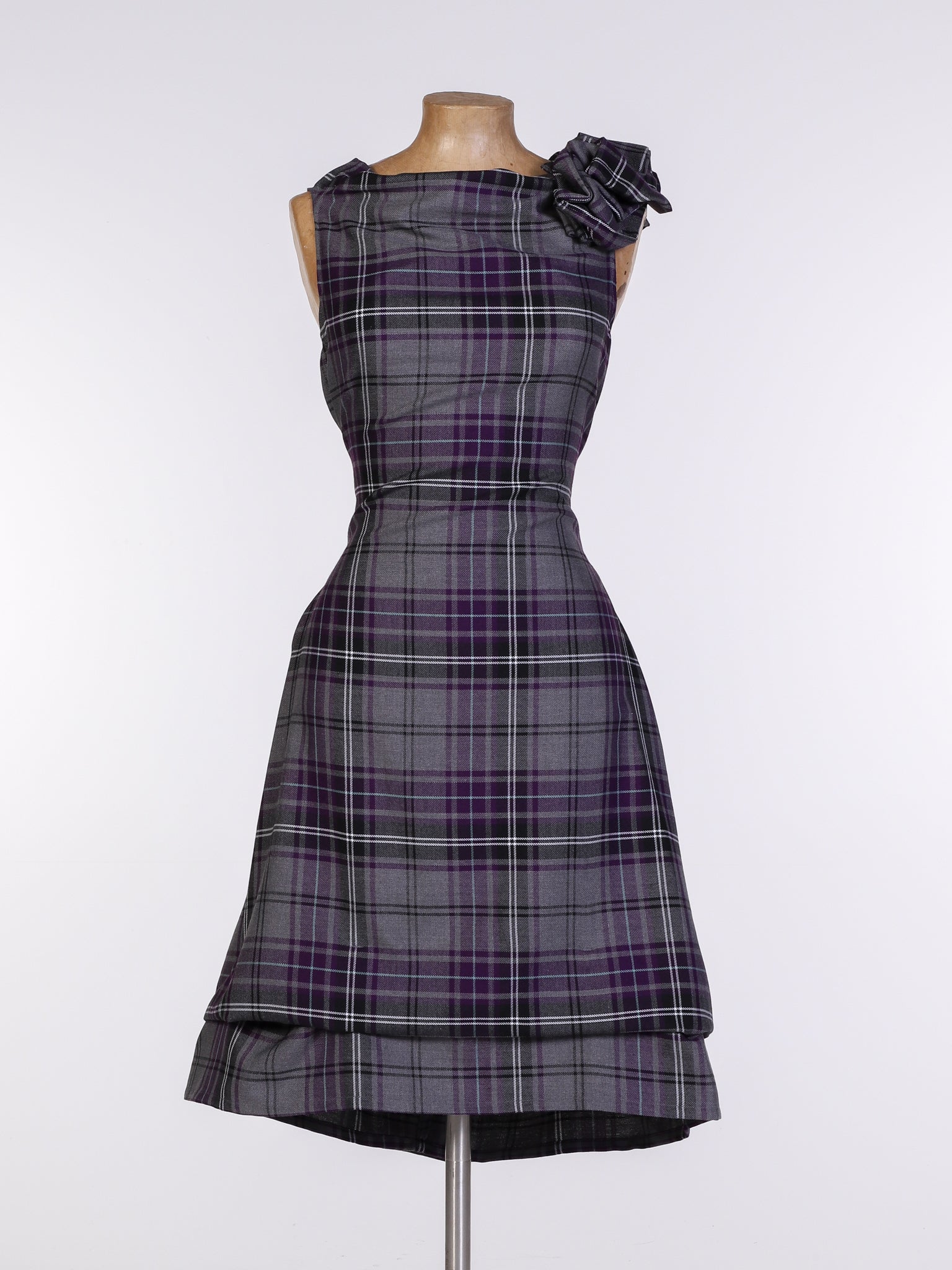 Grey and Purple Tartan Anna Dress