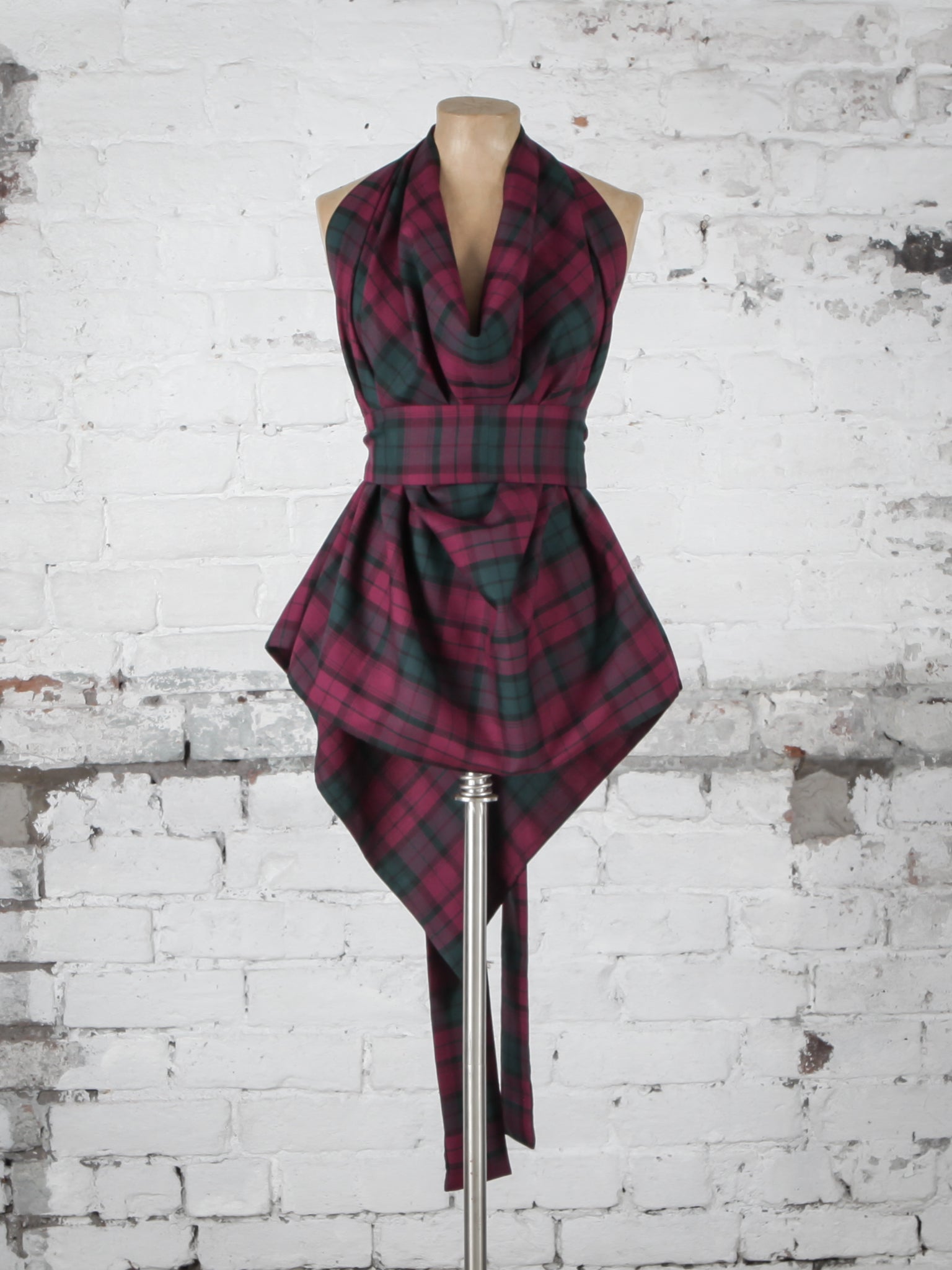 Maroon and Green Tartan Alice Maxi Top