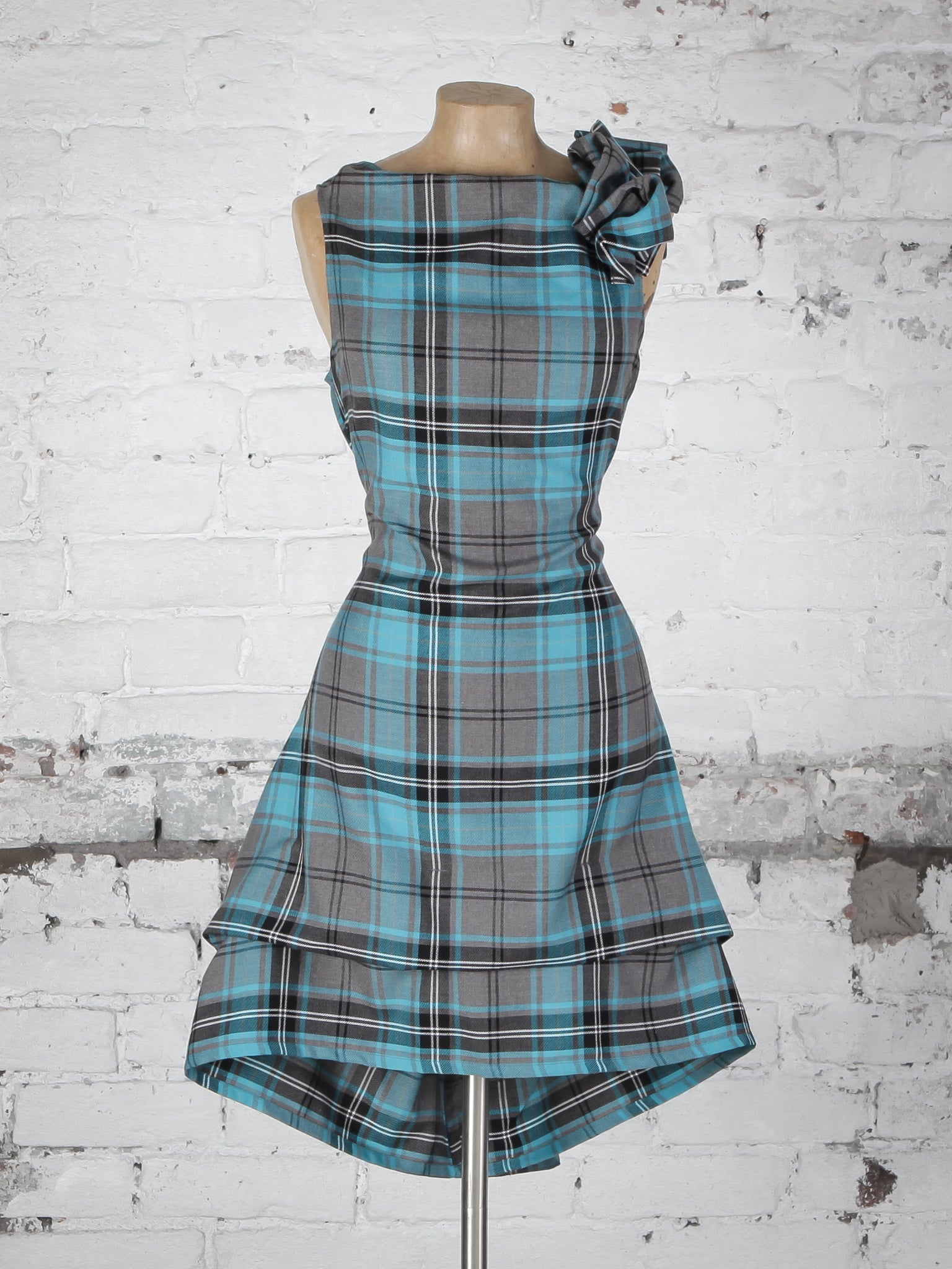 Turquoise Tartan Anna Dress