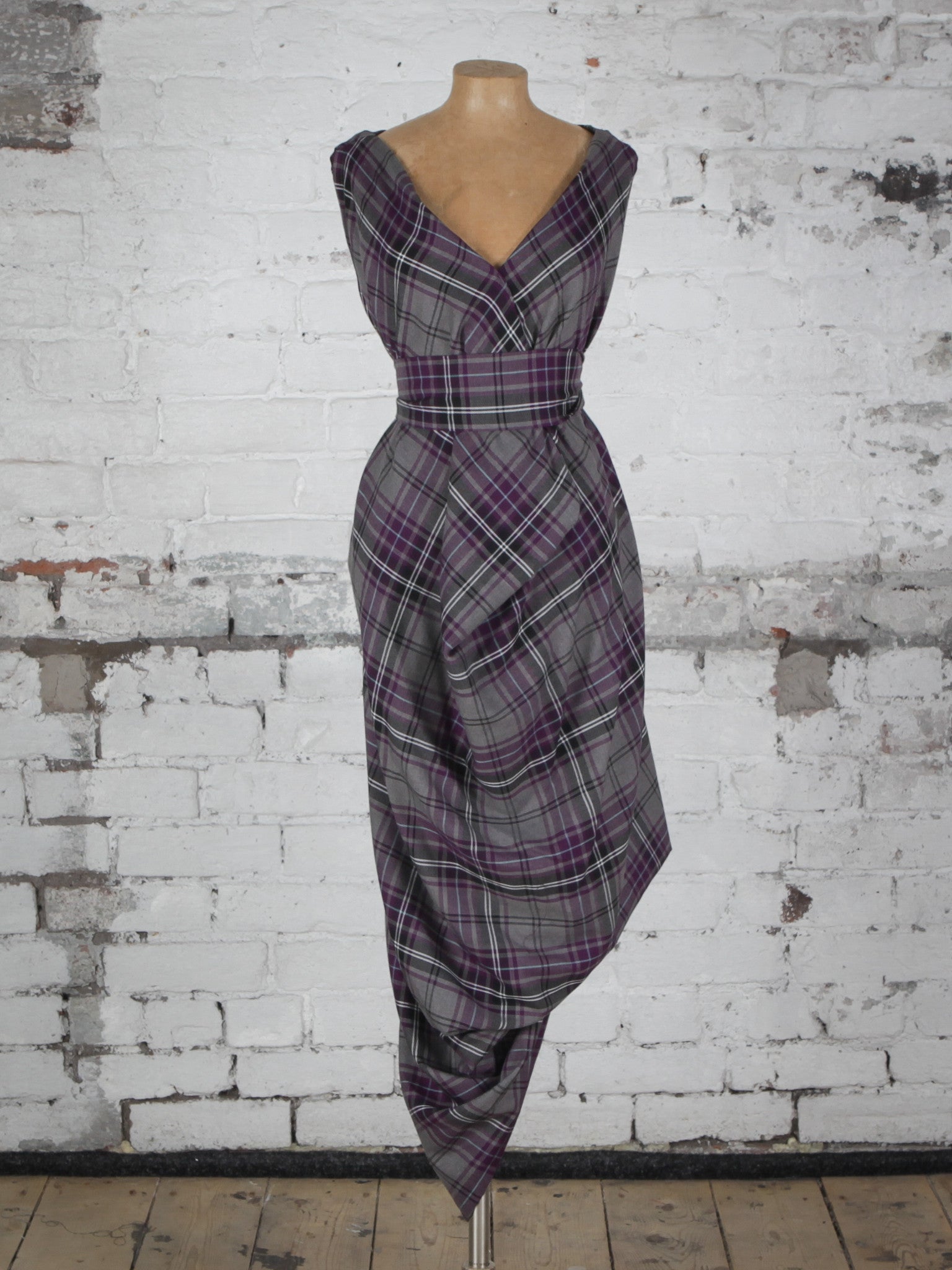 Grey and Purple Tartan Poppy Dress