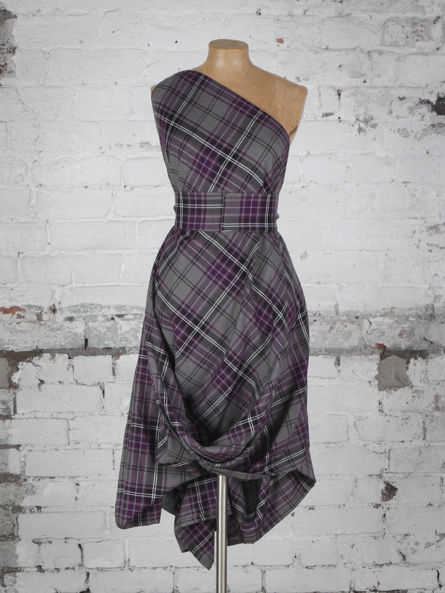 Grey and Purple Tartan Jessie Dress