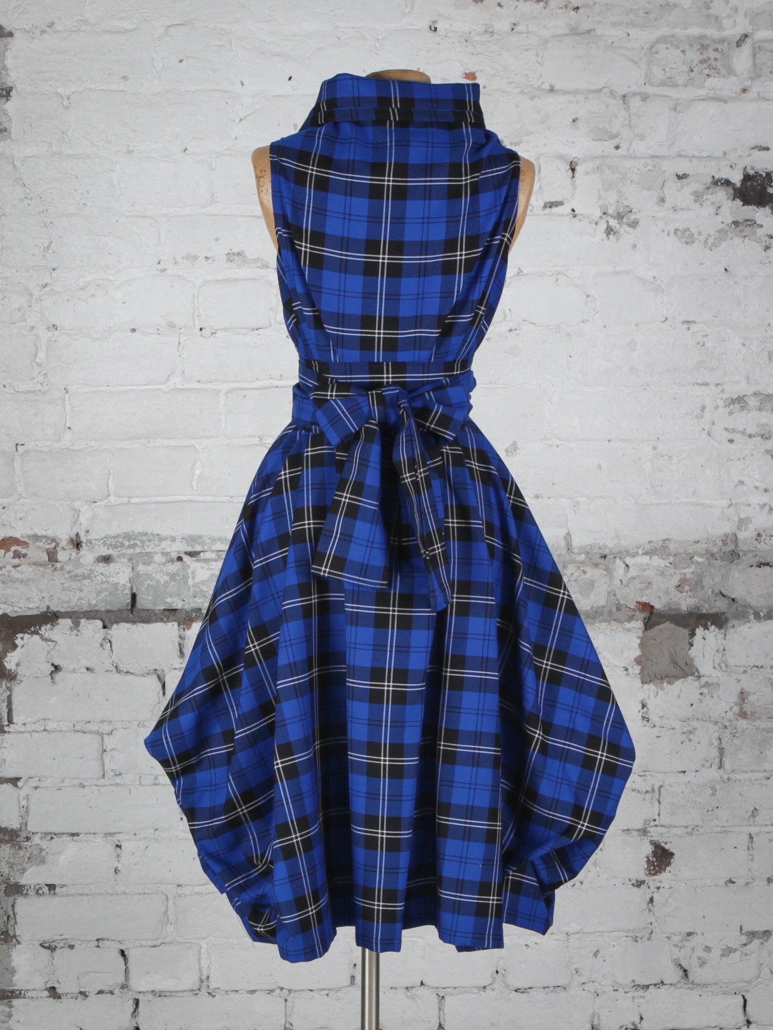 Royal Blue Tartan Trench Dress