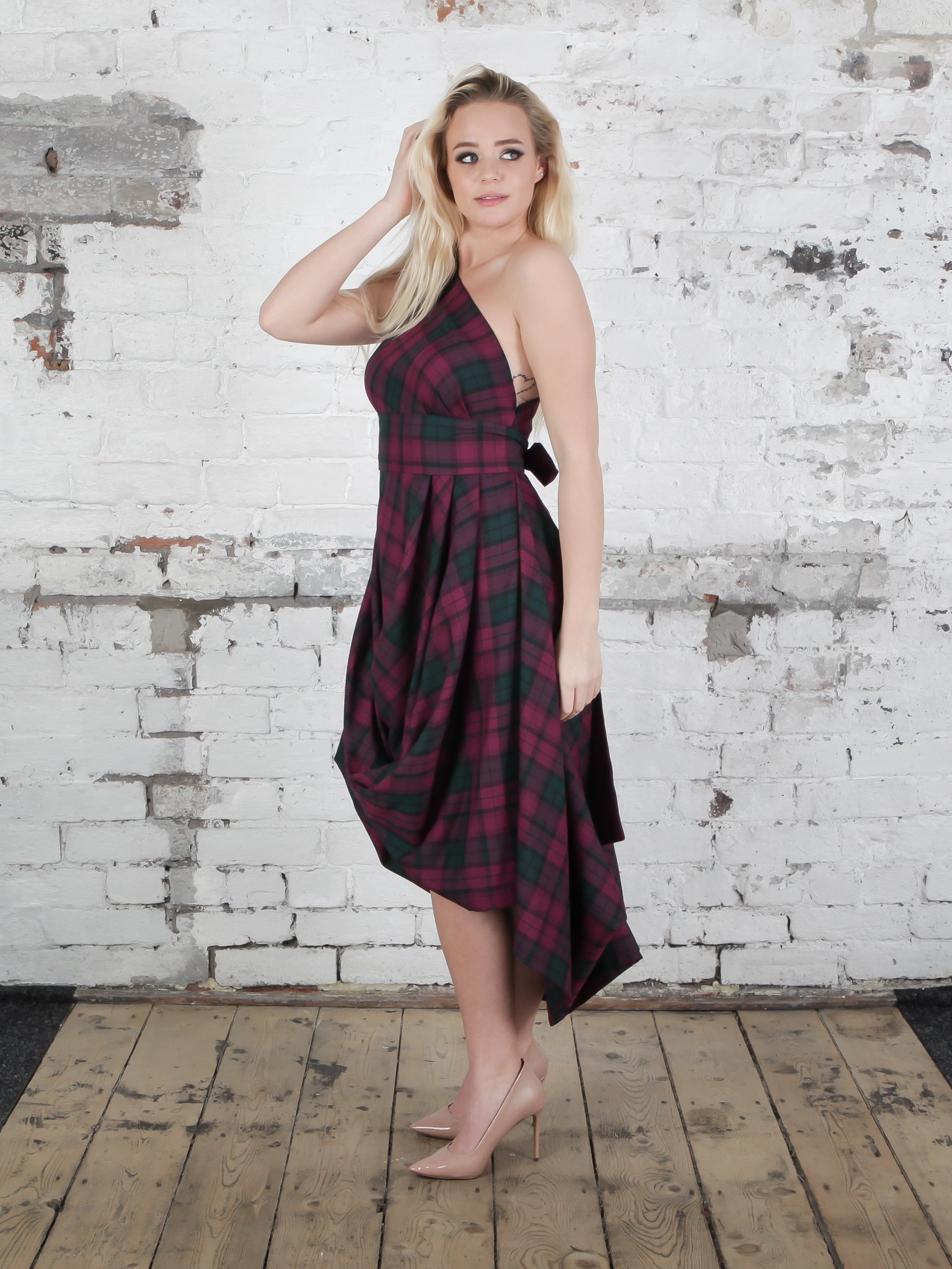 Maroon and Green Tartan Jessie Dress