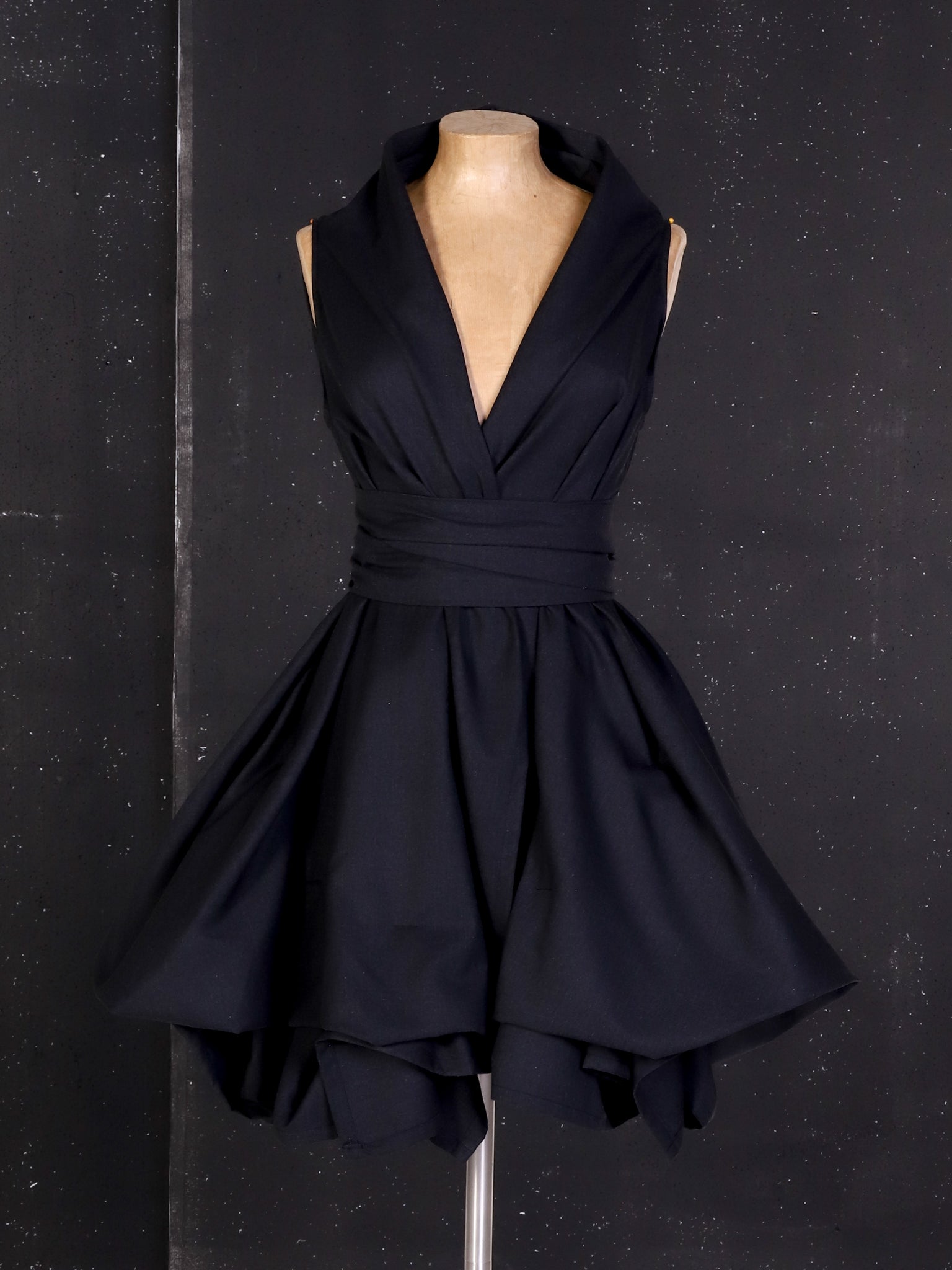 Black Trench Wrap Mini Dress