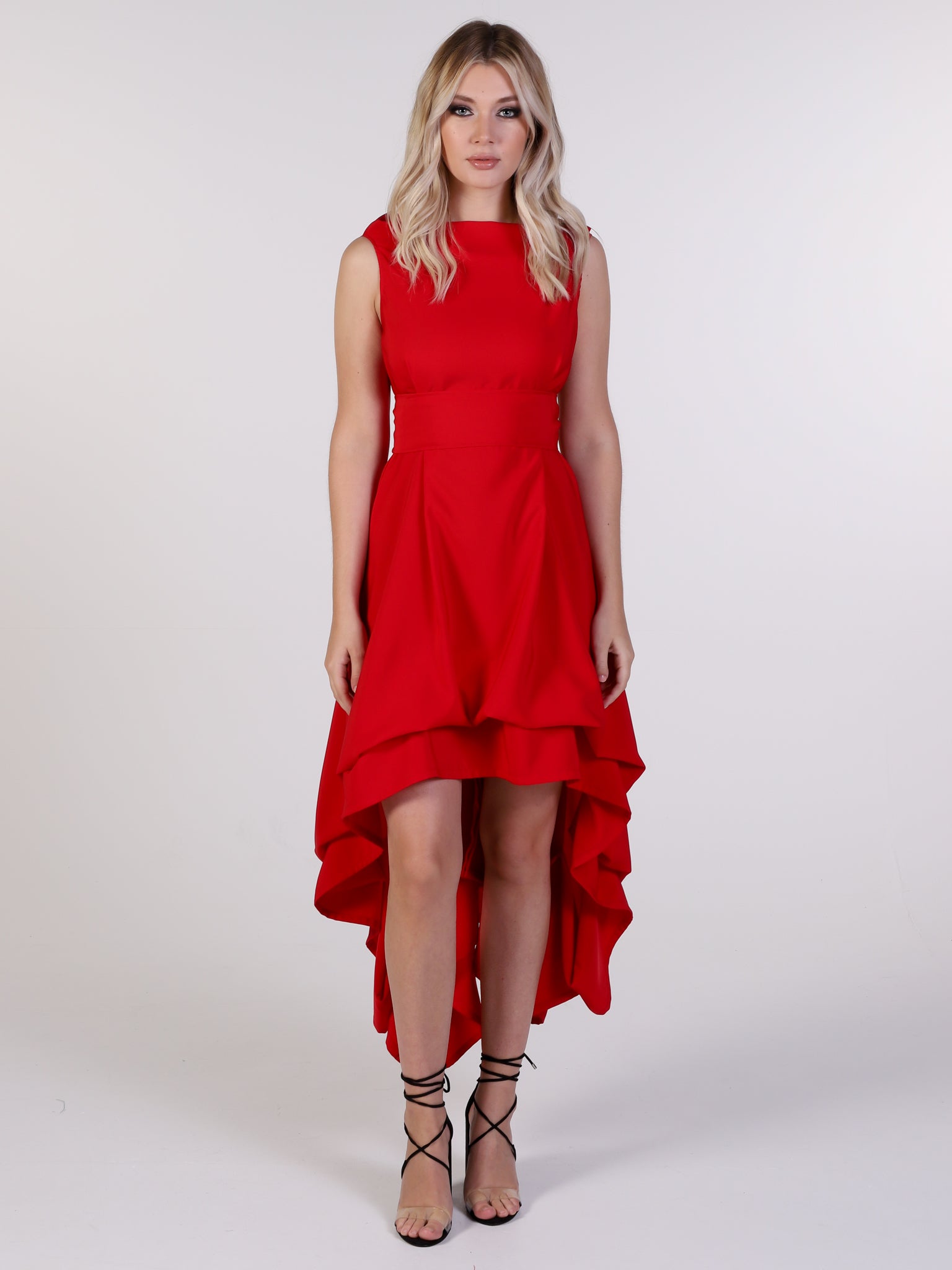 Bright Red Asymmetric Wendy Dress