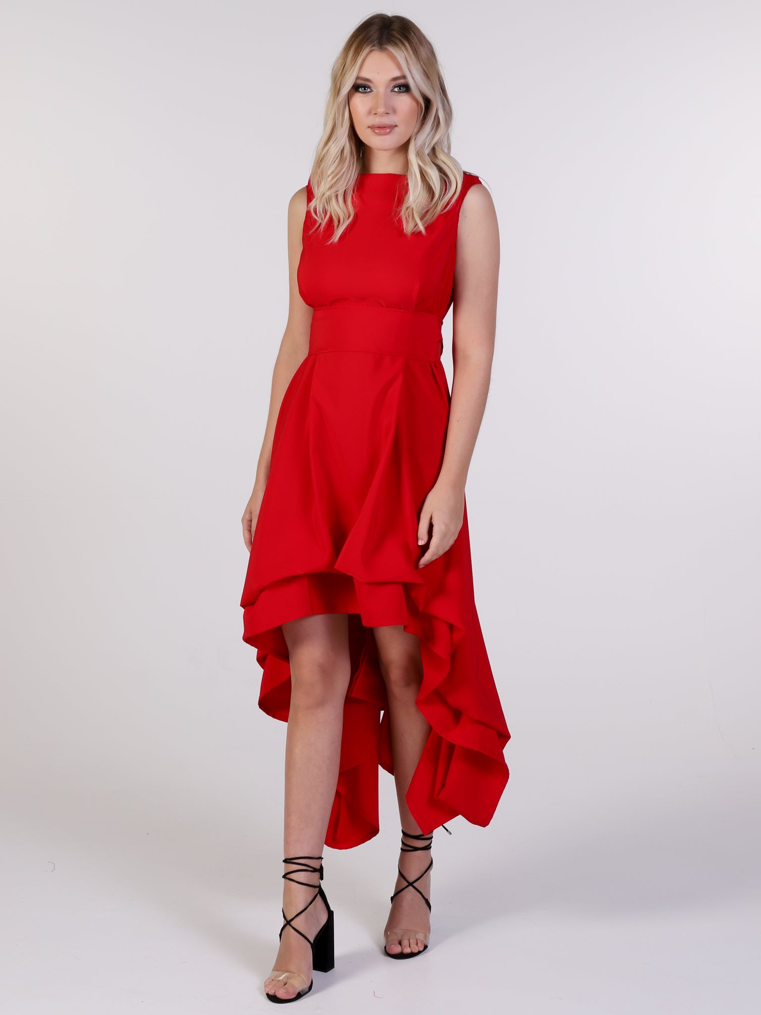 Bright Red Asymmetric Wendy Dress