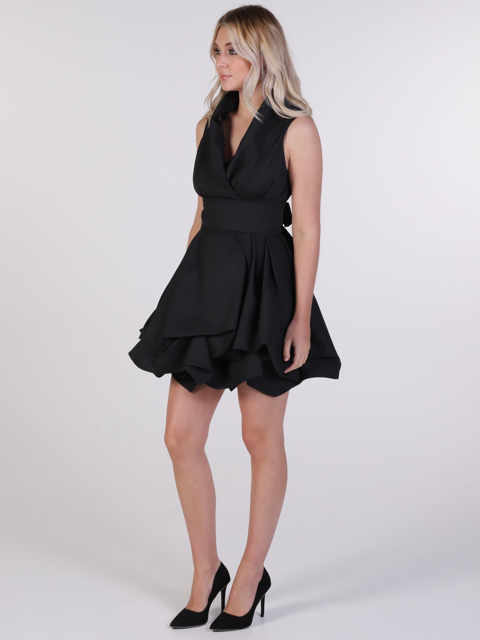 Black Trench Wrap Mini Dress