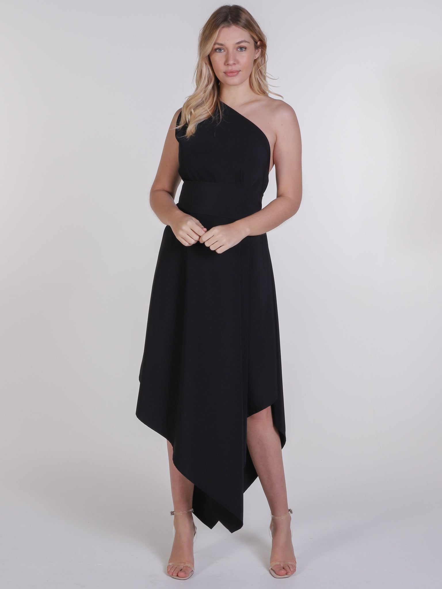 Black One Shoulder Belle Dress