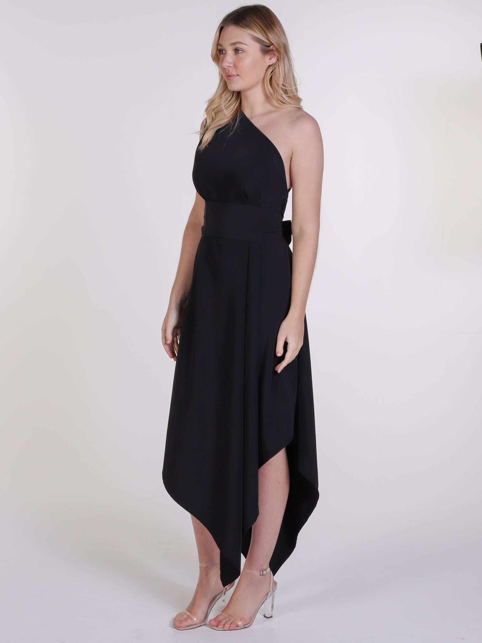 Black One Shoulder Belle Dress