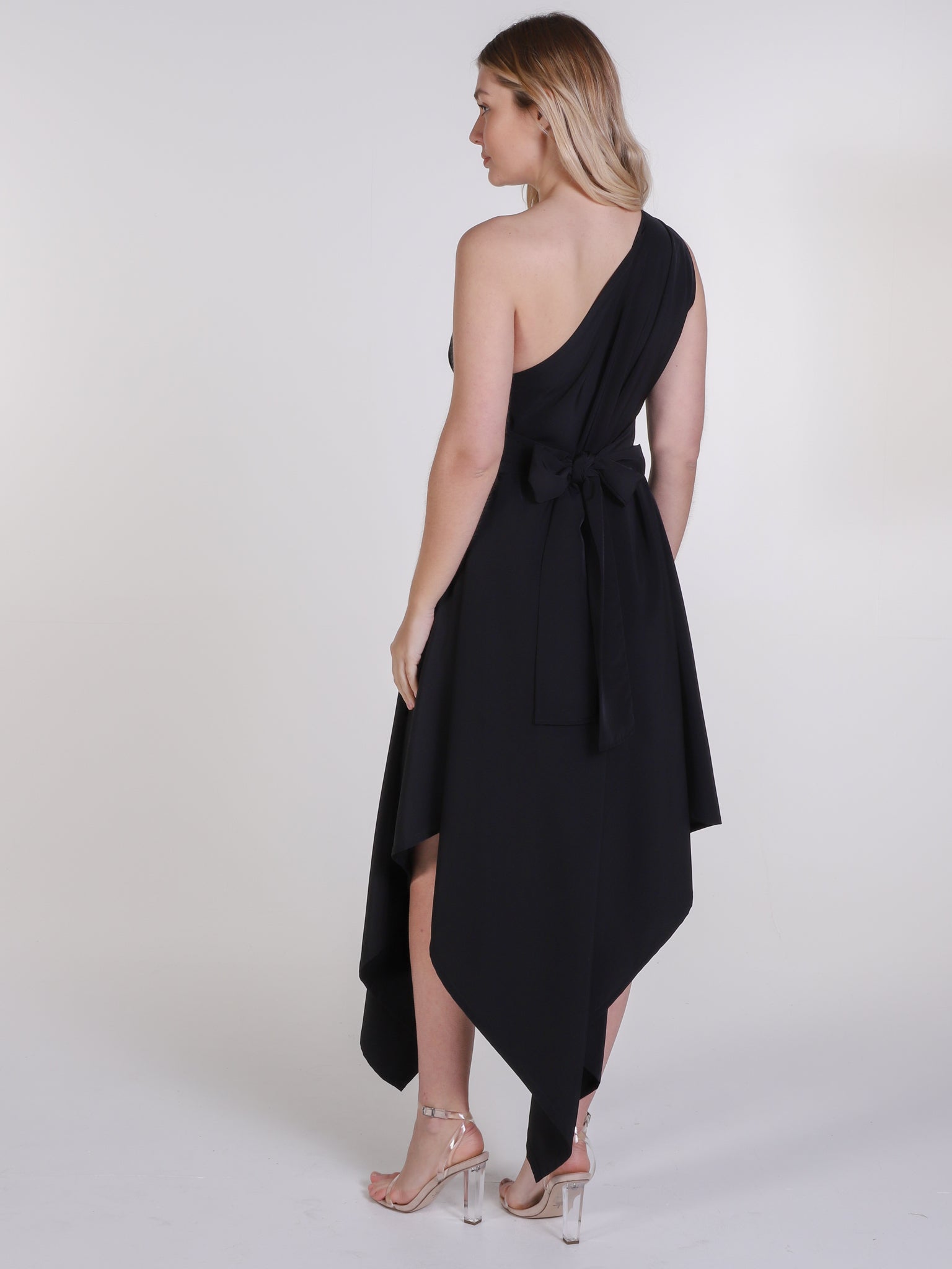 Black One Shoulder Belle Dress