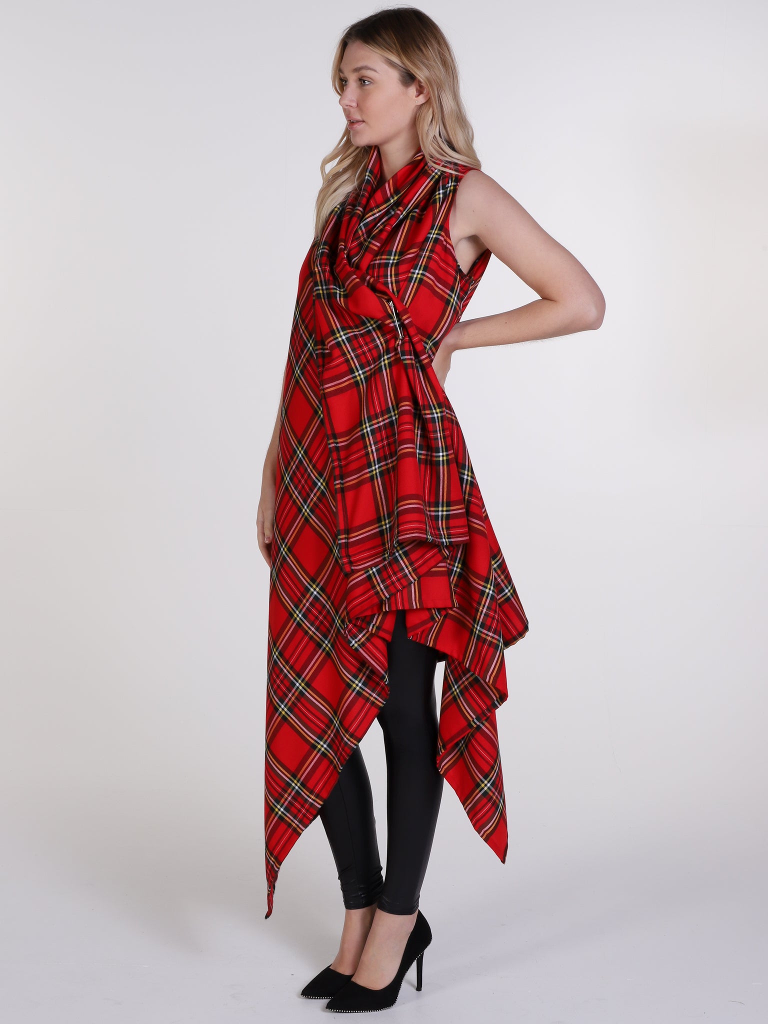 Royal Stewart Tartan Drape Waterfall Waistcoat