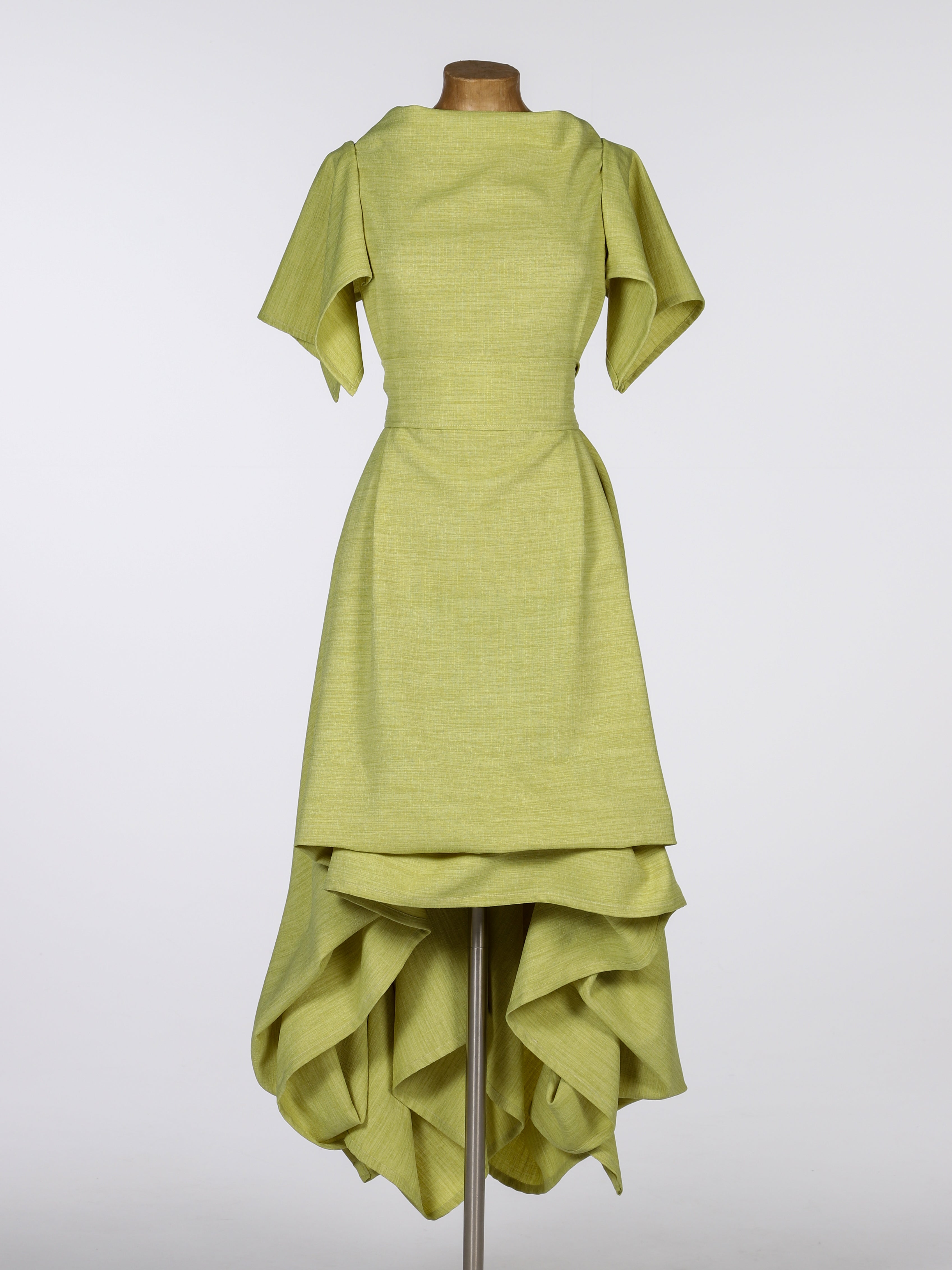 Lime Wendy Dress with Waterfall Sleeves